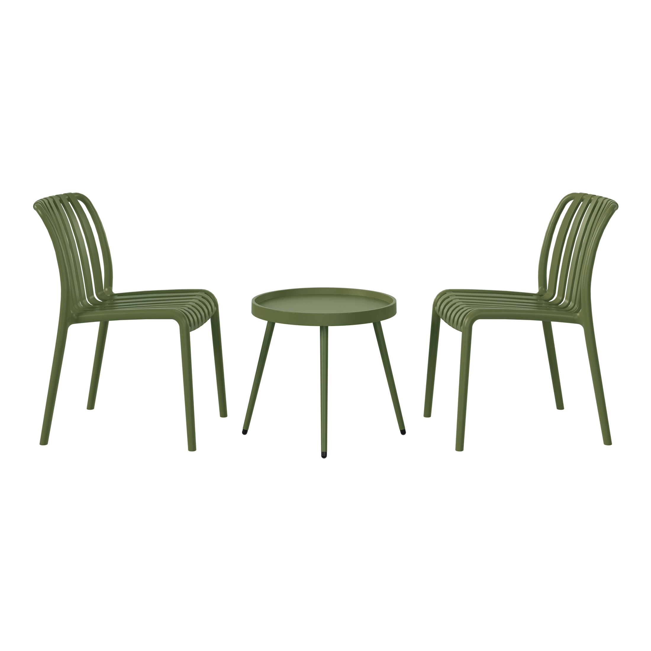 Sunshine 3-Piece Outdoor Patio Bistro Balcony Furniture Set With Stackable Chairs