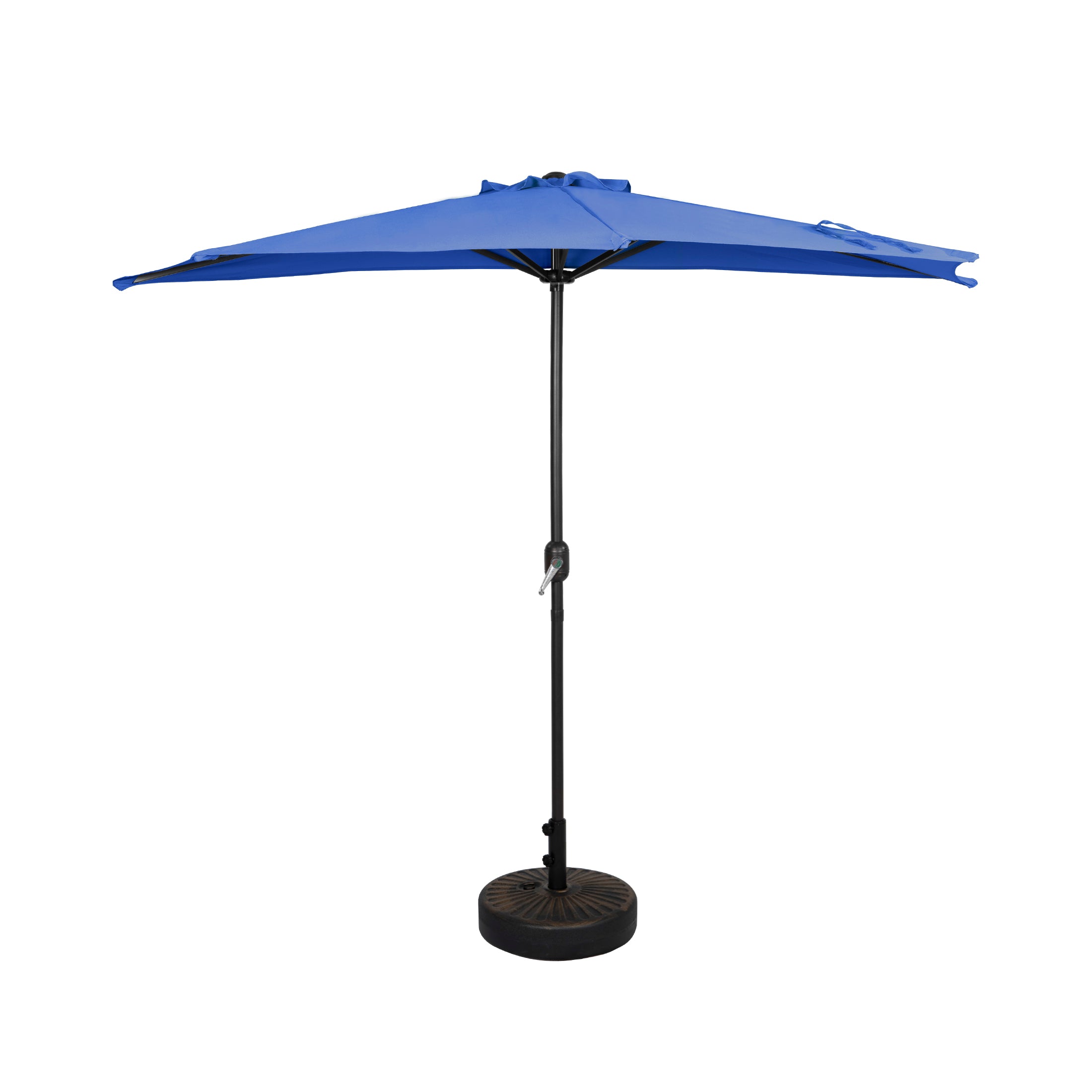 Easton 9 ft. Aluminum Half Market Crank Lift Patio Umbrella with Base