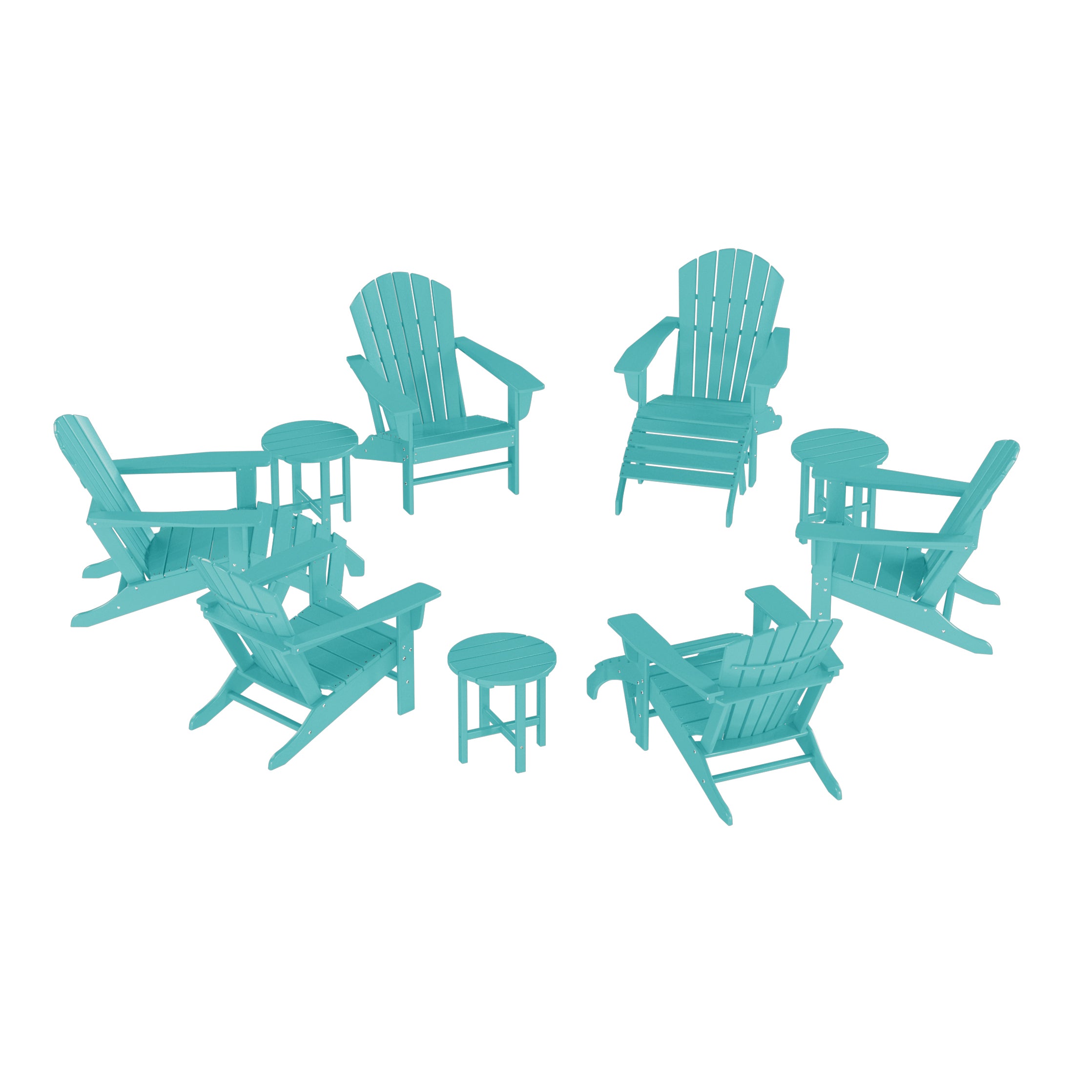 Portside 12 Piece Outdoor Adirondack Chair With Ottoman And Side Table