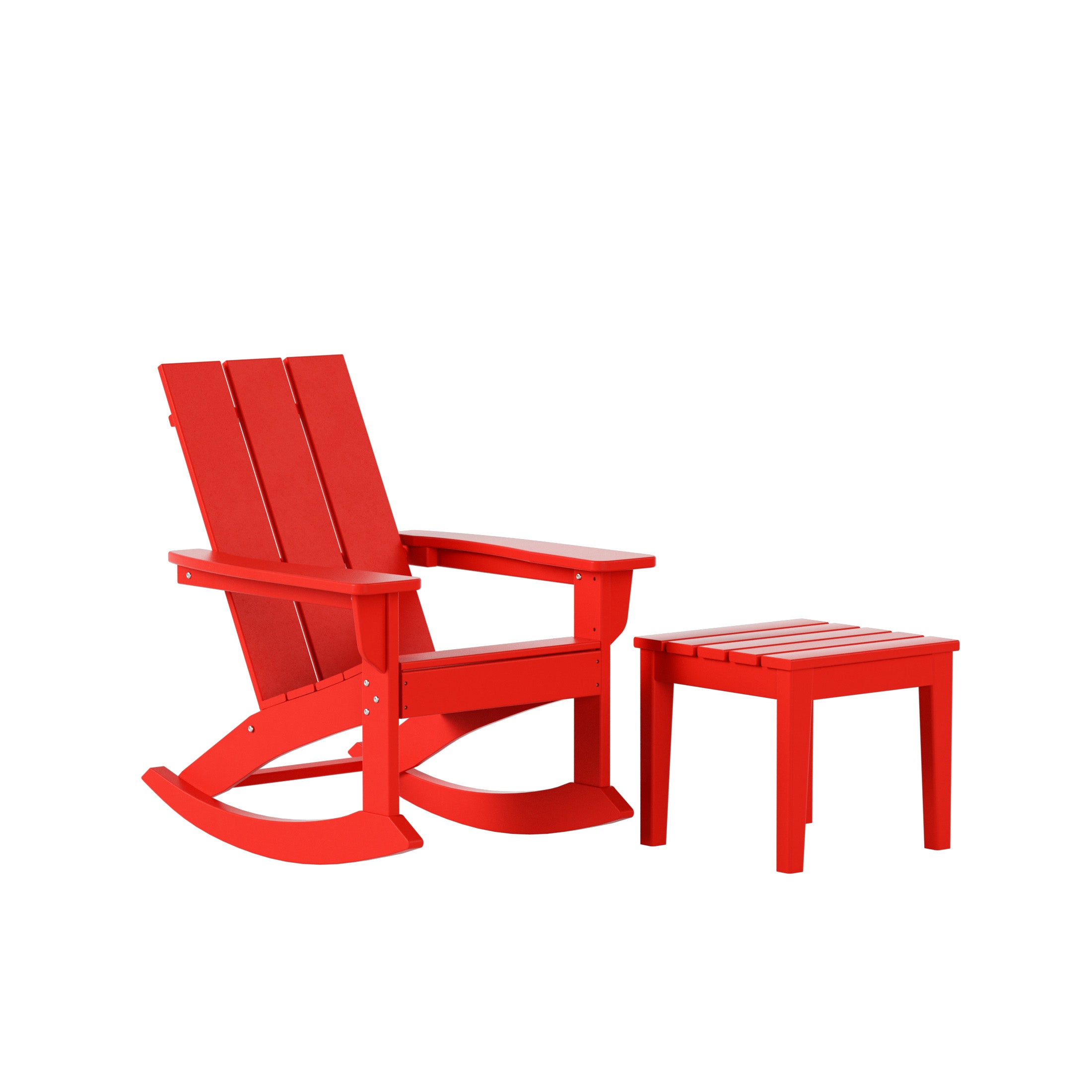 Palms WestinTrends 2-Pieces Set Modern Plastic Outdoor Rocking Chair with Square Side Table