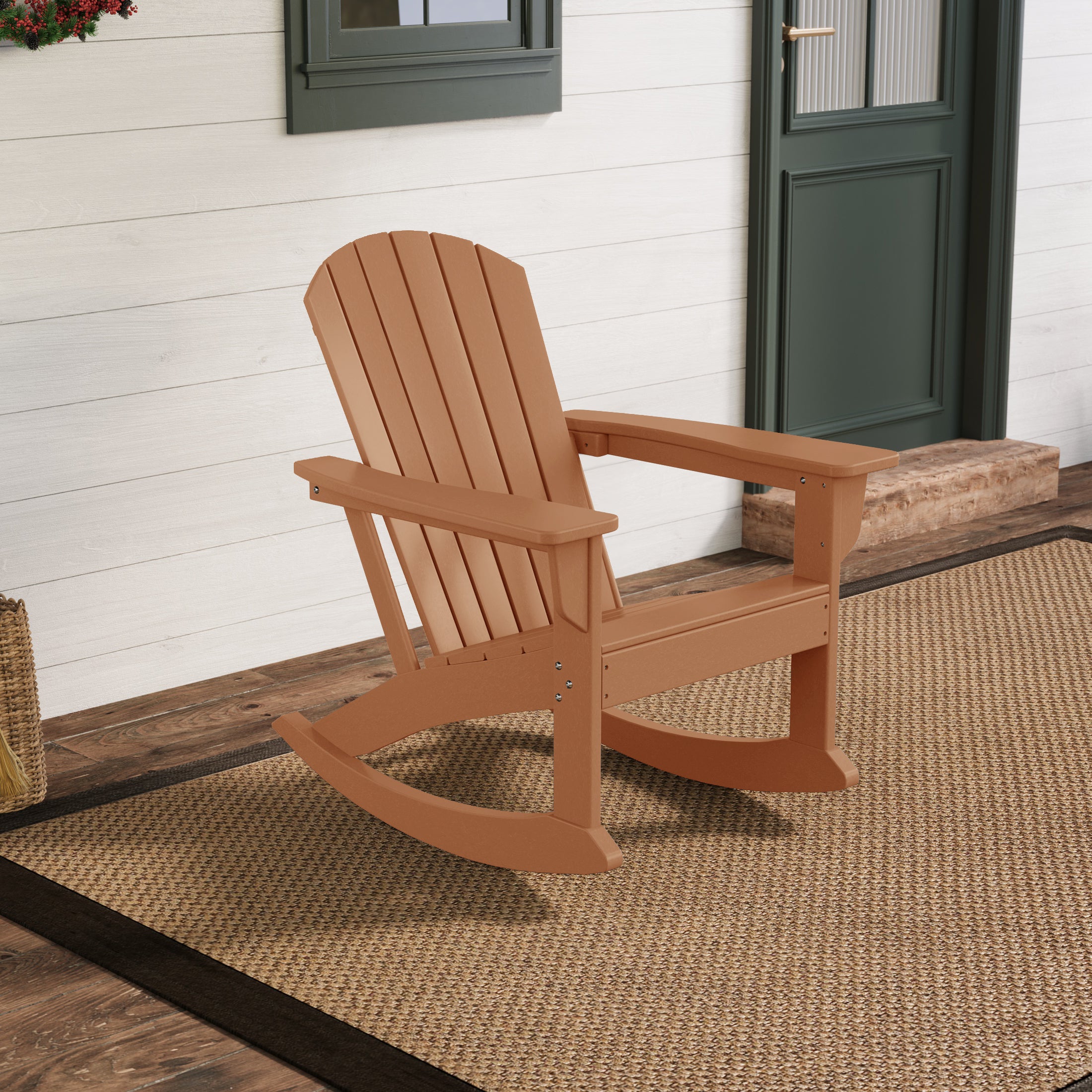 Portside Outdoor Patio Poly Plastic Adirondack Rocking Chair