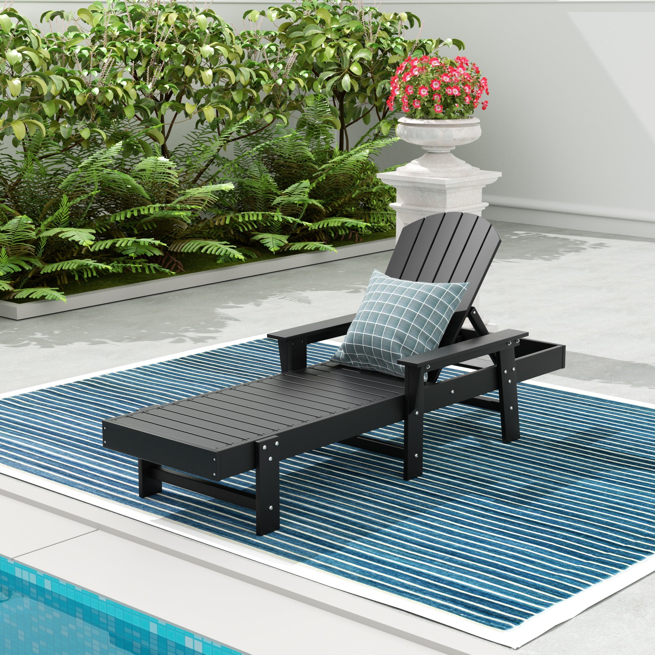 Portside Adirondack Poly Reclining Chaise Lounge With Arms