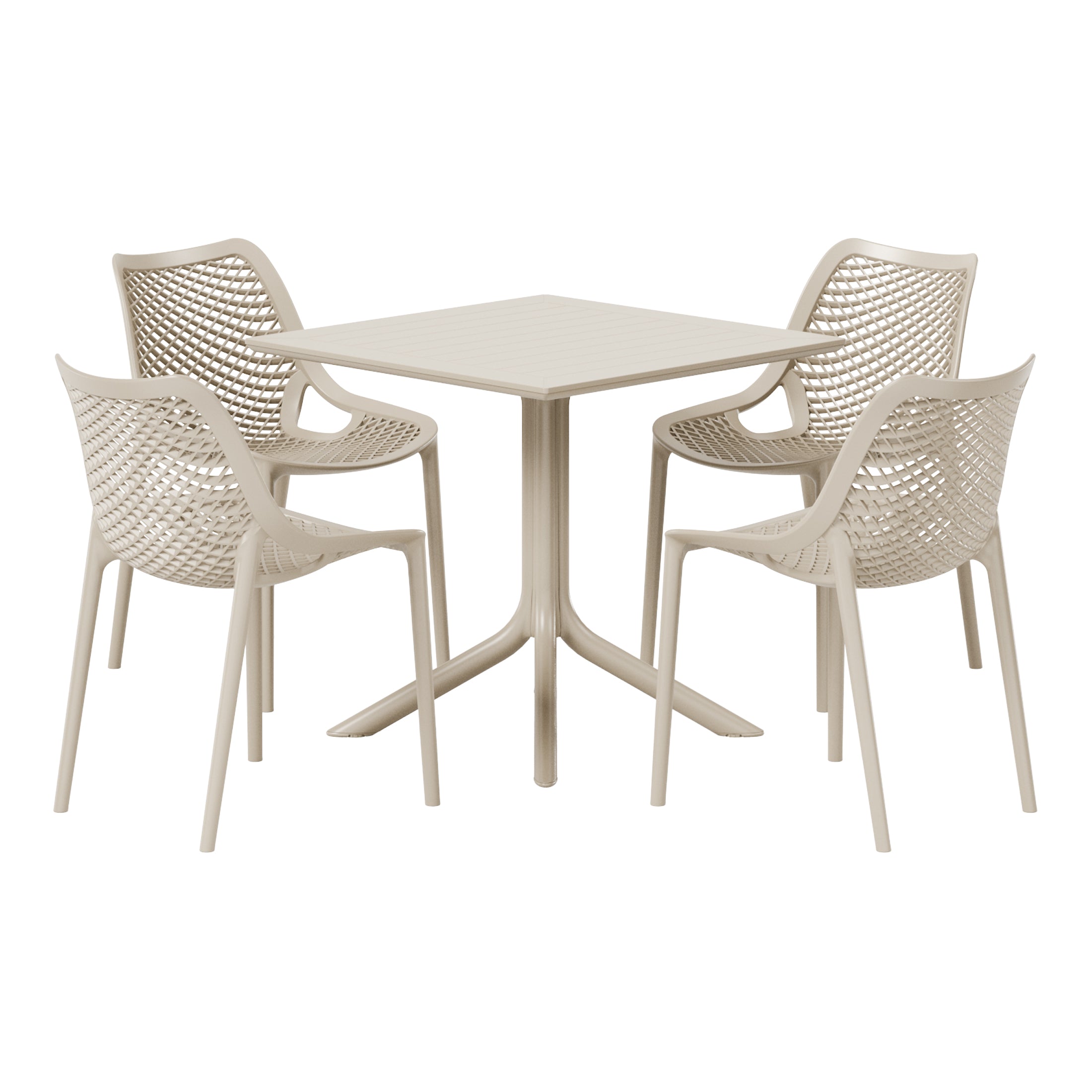 Sunshine 5-Piece Resin Square Patio Dining Table Set with Stackable Patio Dining Chairs