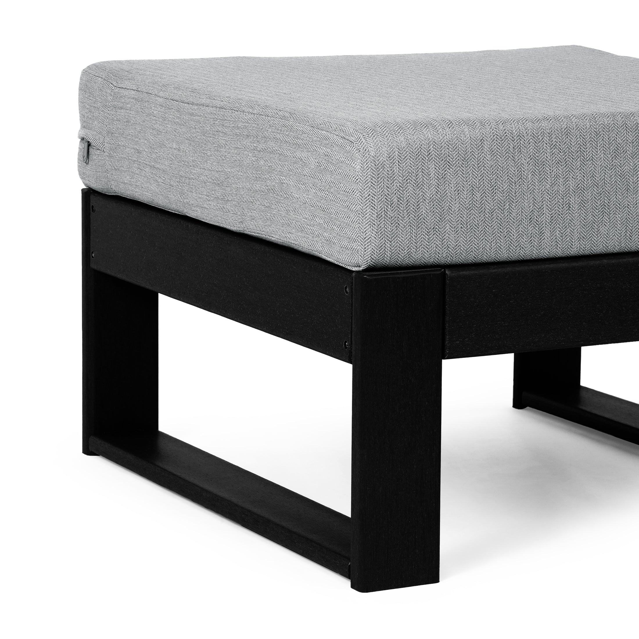 Rockaway Outdoor HDPE Patio Ottoman with Waterproof Olefin Cushions