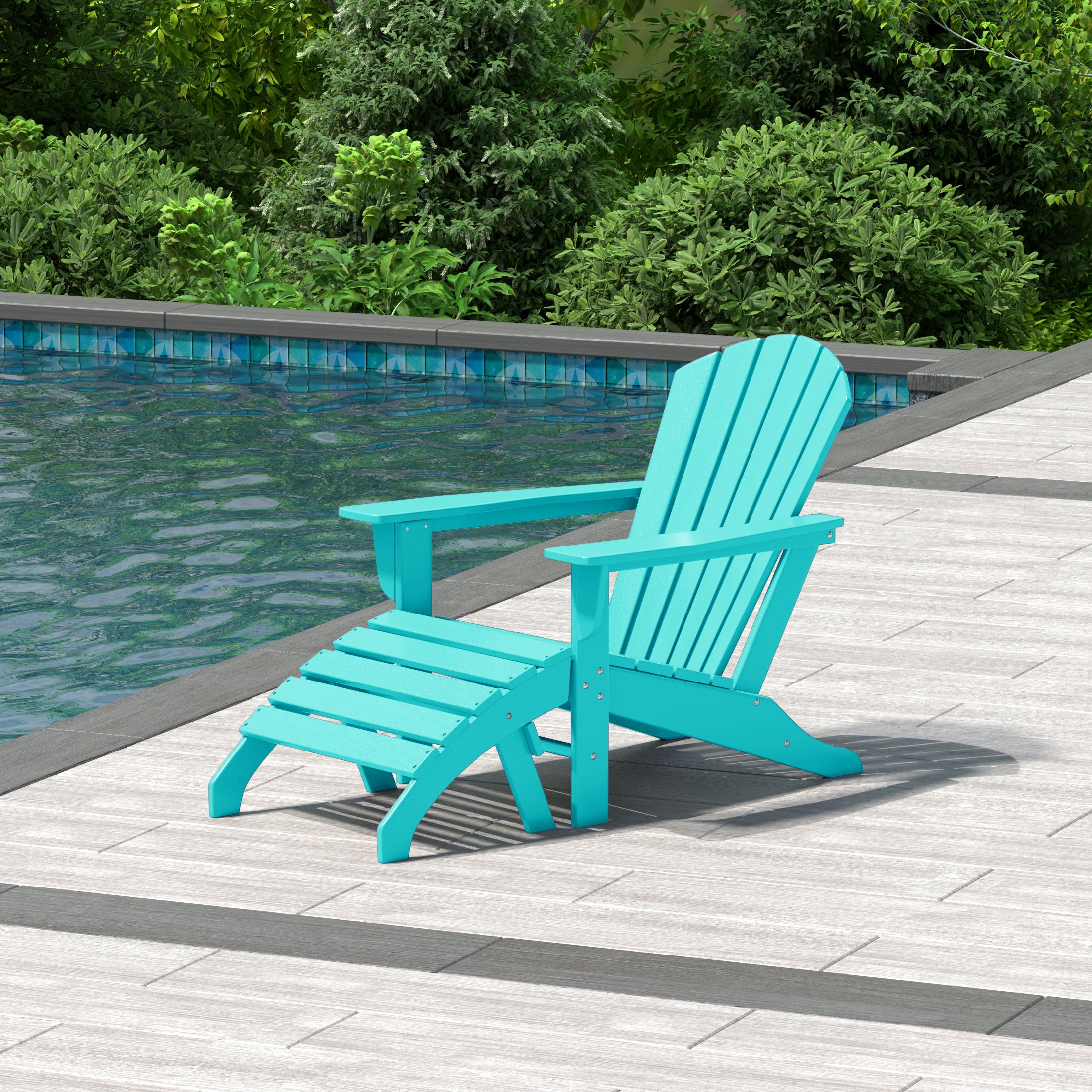 Portside Outdoor Adirondack Chair With Ottoman 2-Piece Set