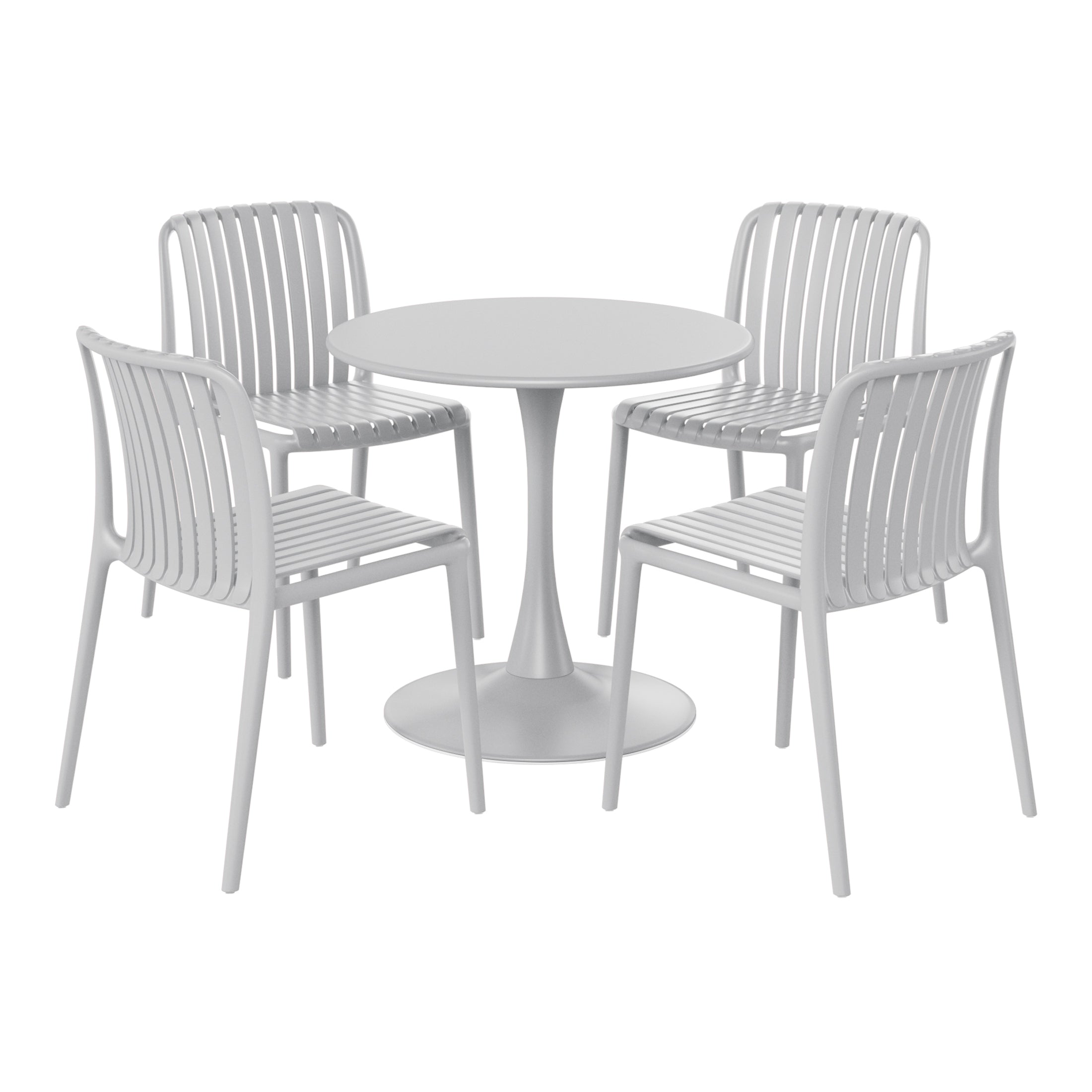 Sunshine 5-Piece Outdoor Metal Dining Table Set And Stackable Resin Patio Chairs
