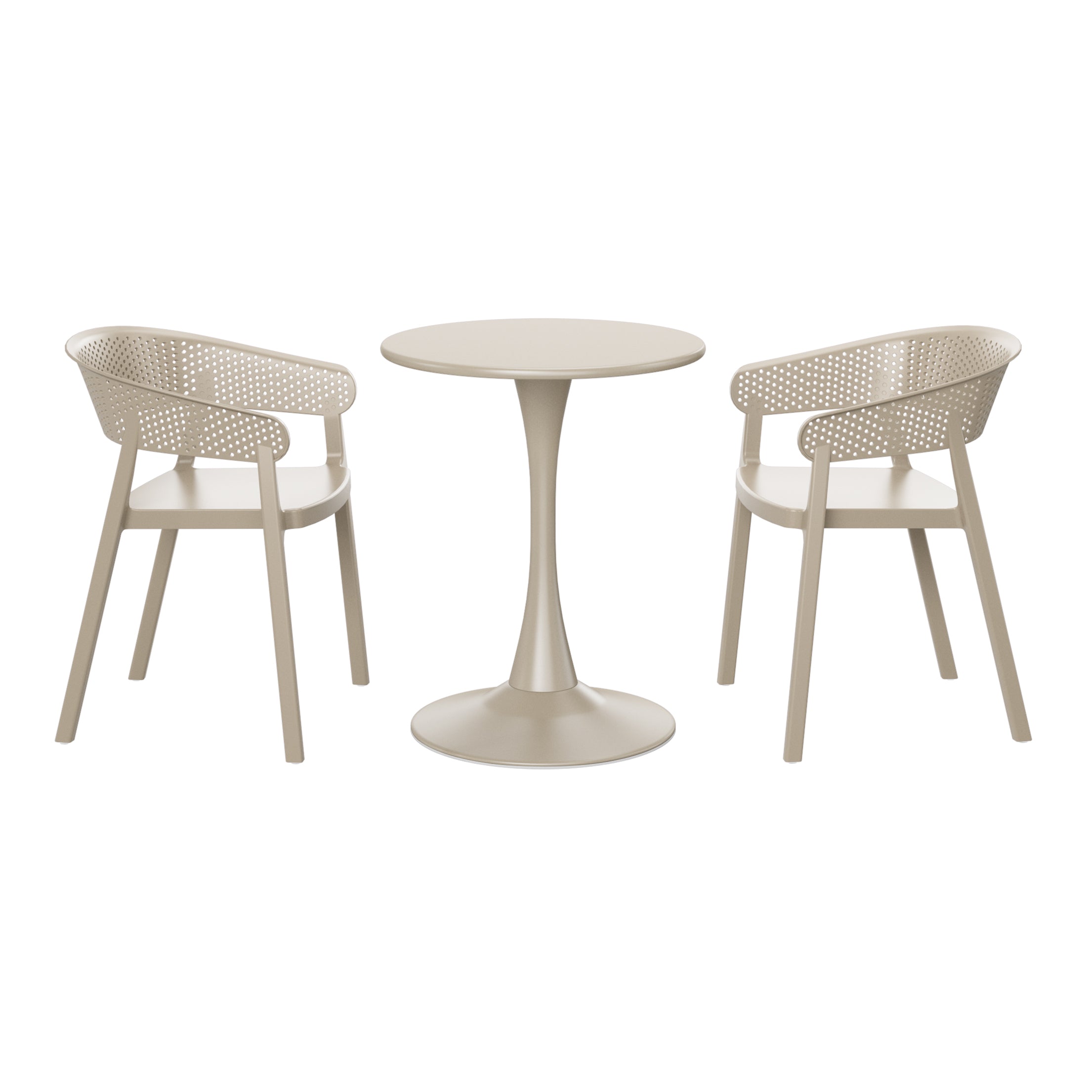 Sunshine 3-Piece Indoor Outdoor Metal Patio Dining Table Set With Stackable Patio Chairs