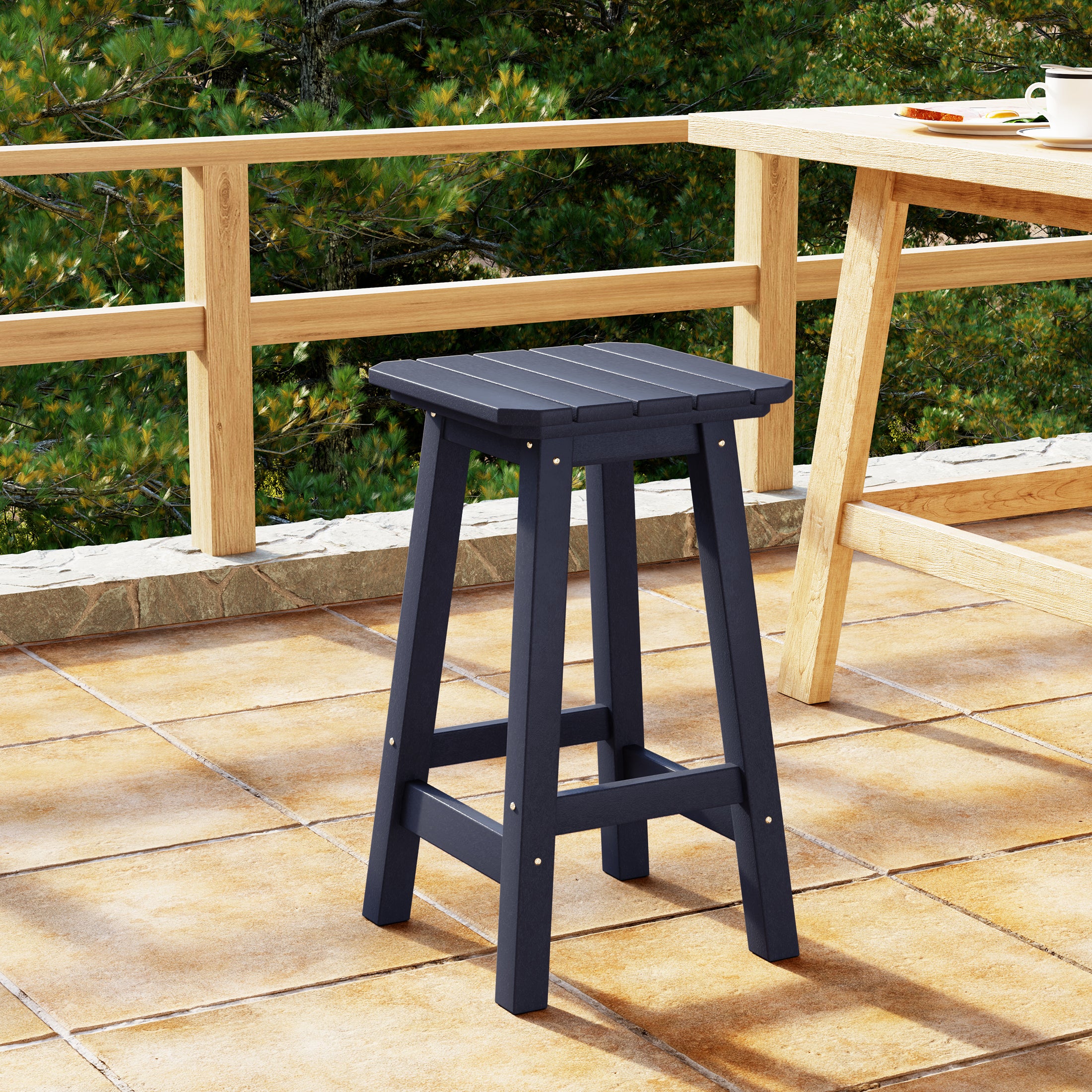 Paradise 24" HDPE Outdoor Patio Counter High Backless Square Bar Stool