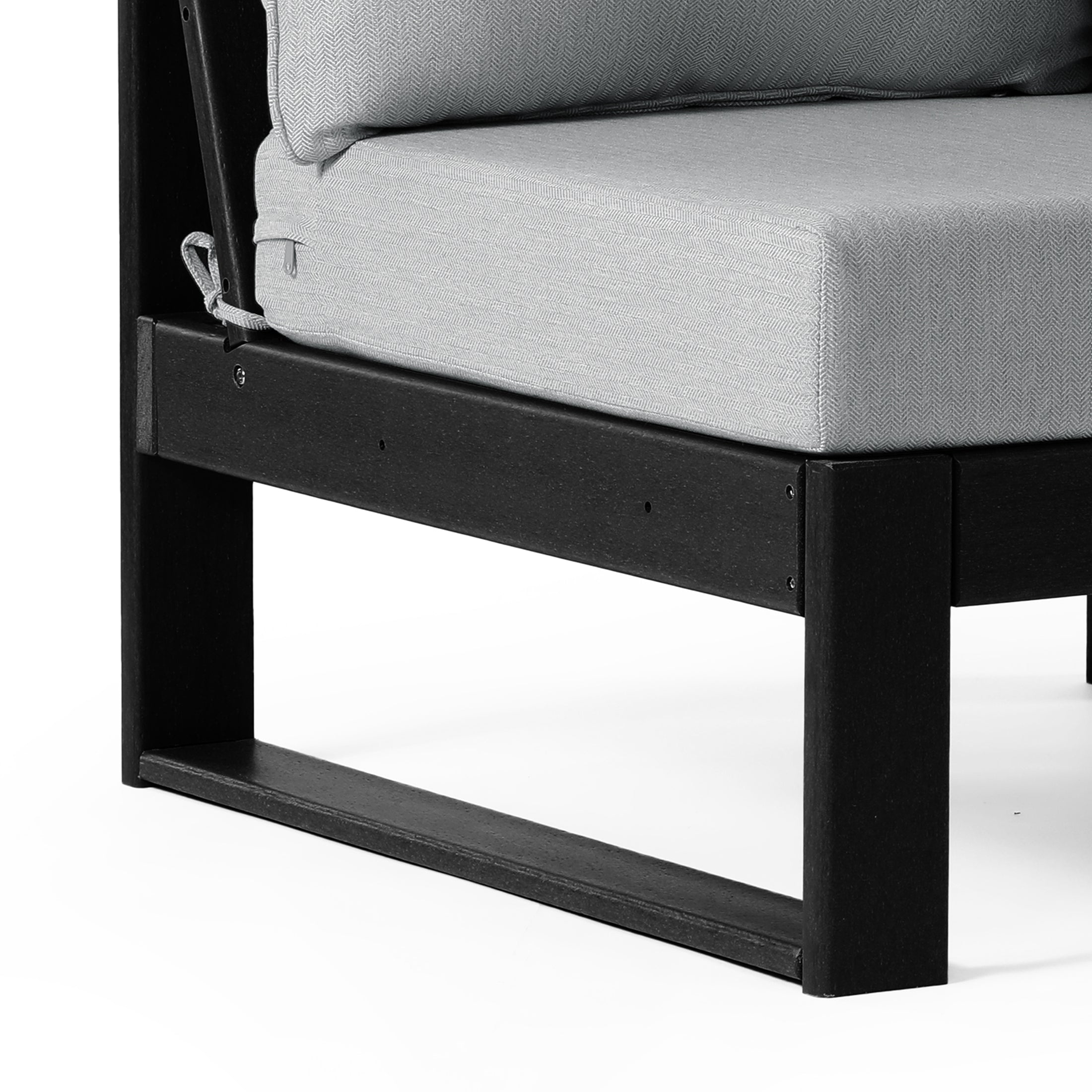 Rockaway Outdoor HDPE Sectional Armless Chair with Water-Proof Patio Cushions
