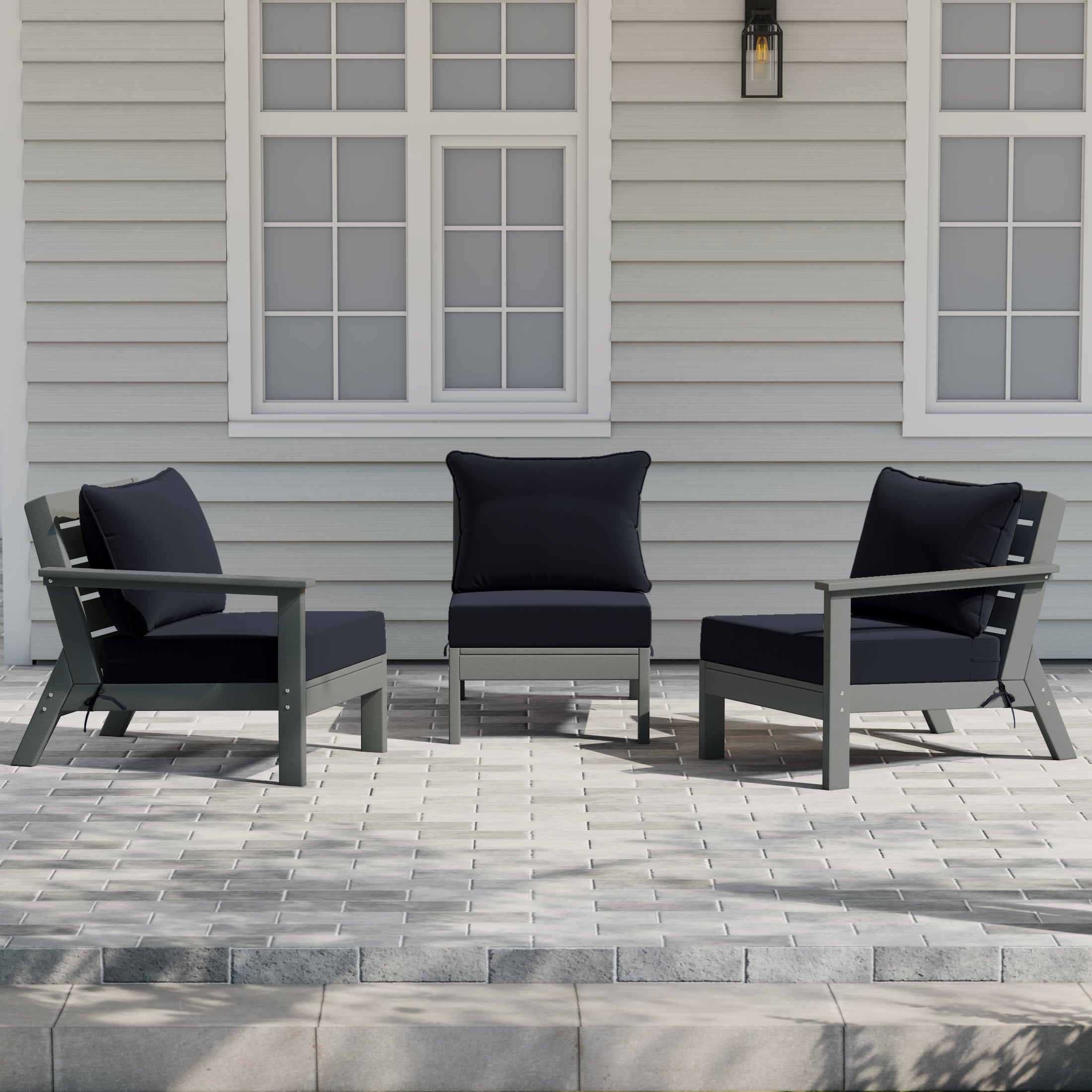 Portsmouth Outdoor Patio HDPE Sectional Sofa with Patio Cushions