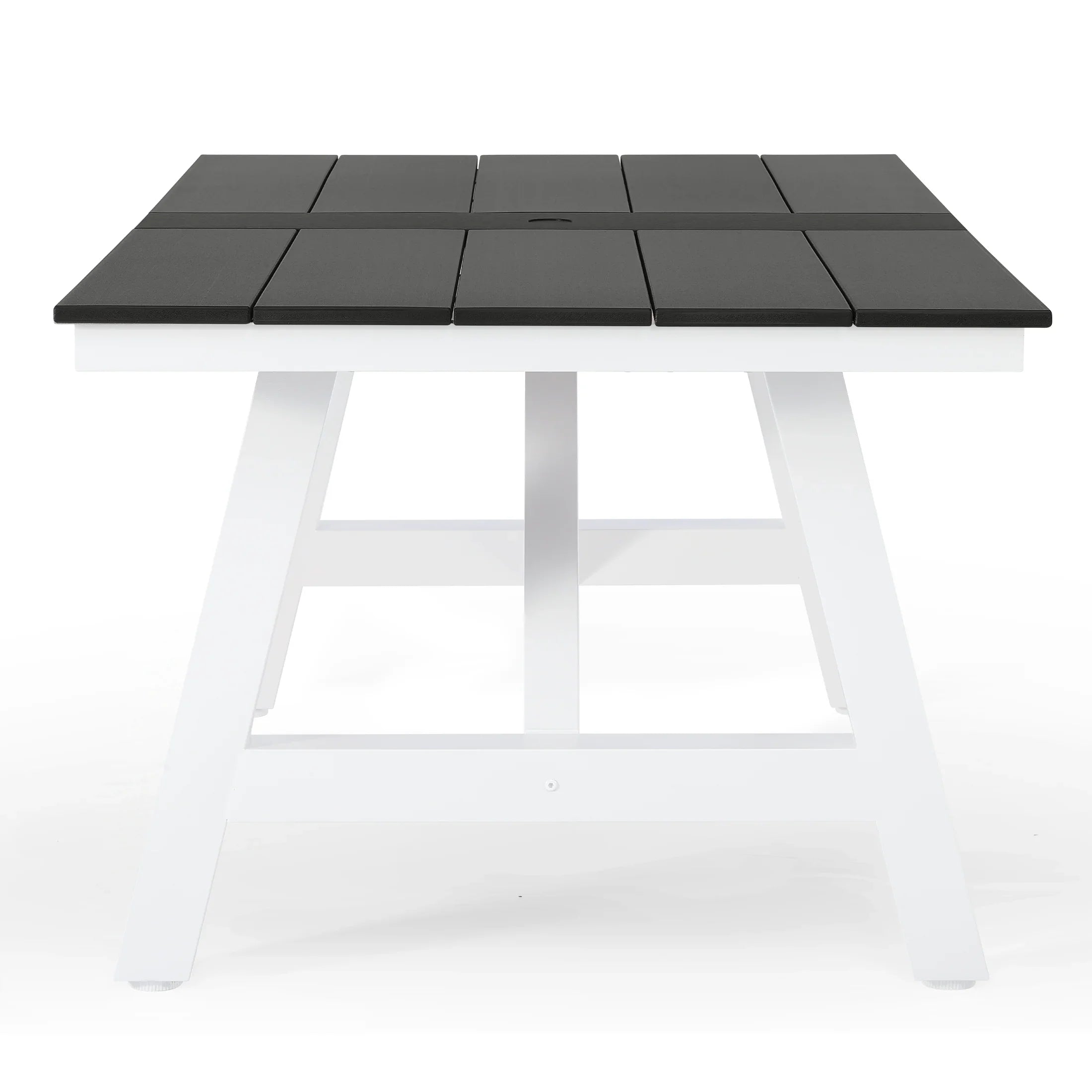 Stinson 72" HDPE Rectangle Outdoor Patio Dining Table With Umbrella Hole and Metal Frame