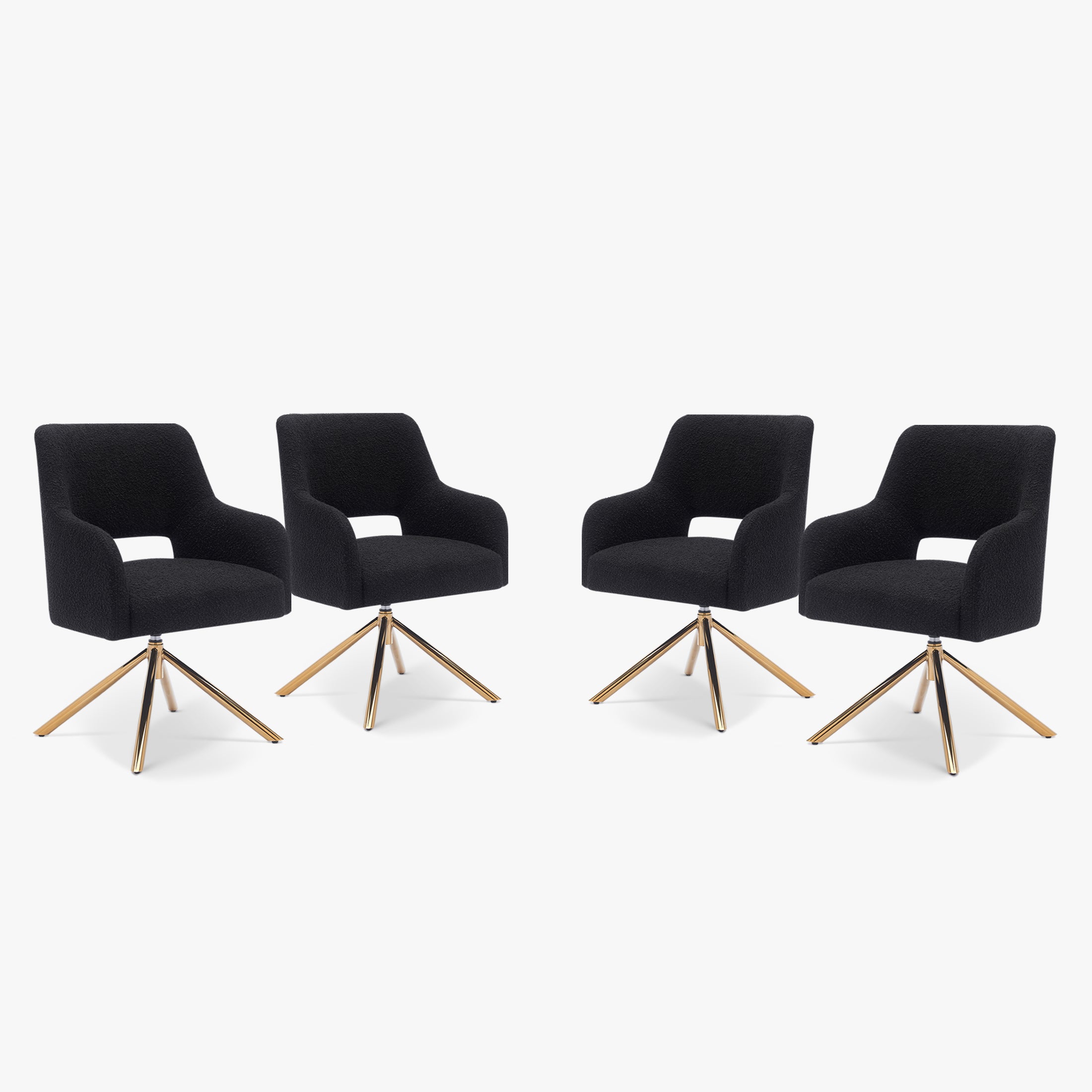 Amélie Mid-Century Modern Wide Boucle Swivel Accent Arm Chair (Set of 4)