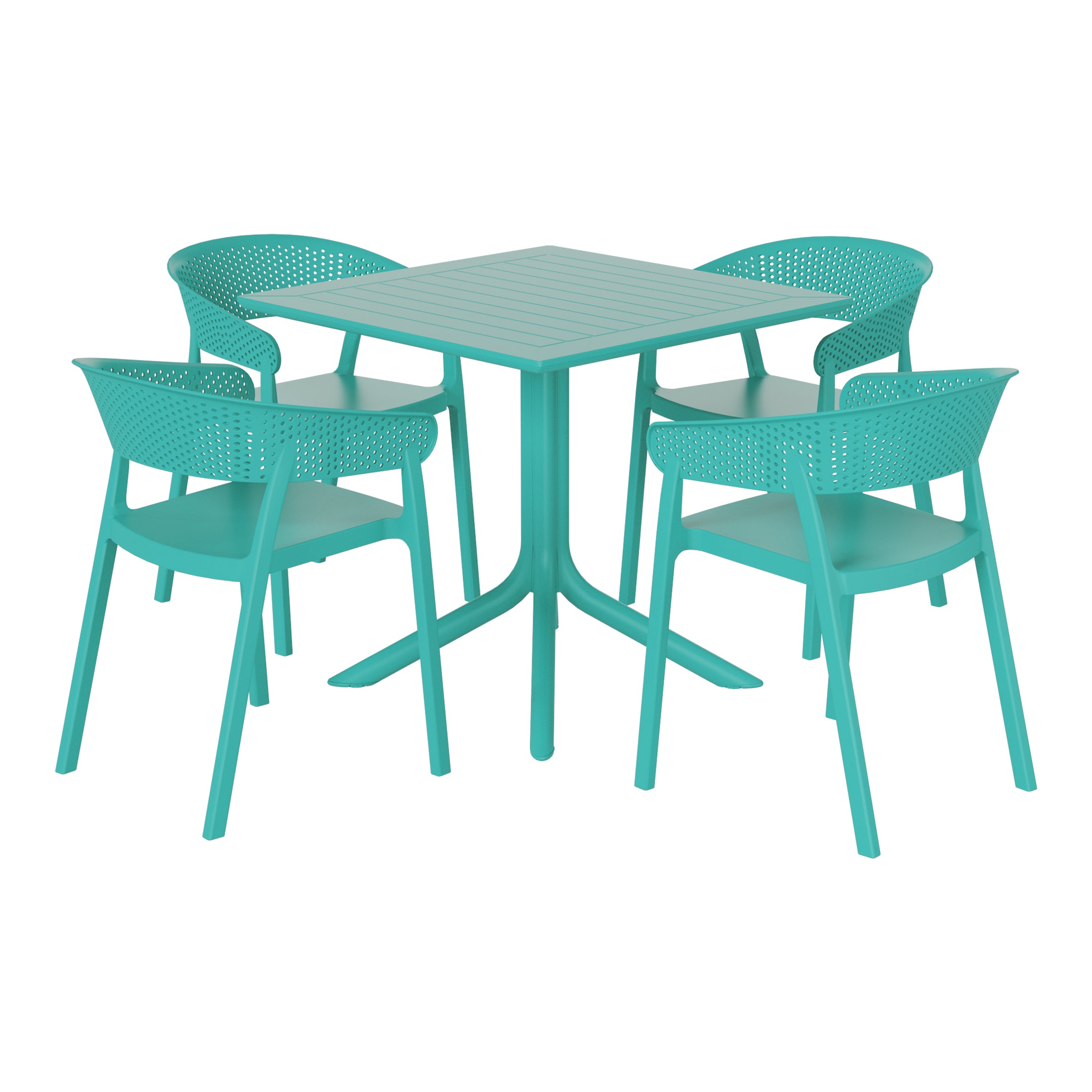 Sunshine 5-Piece Outdoor Resin Square Patio Dining Table Set with Stackable Patio Dining Chairs