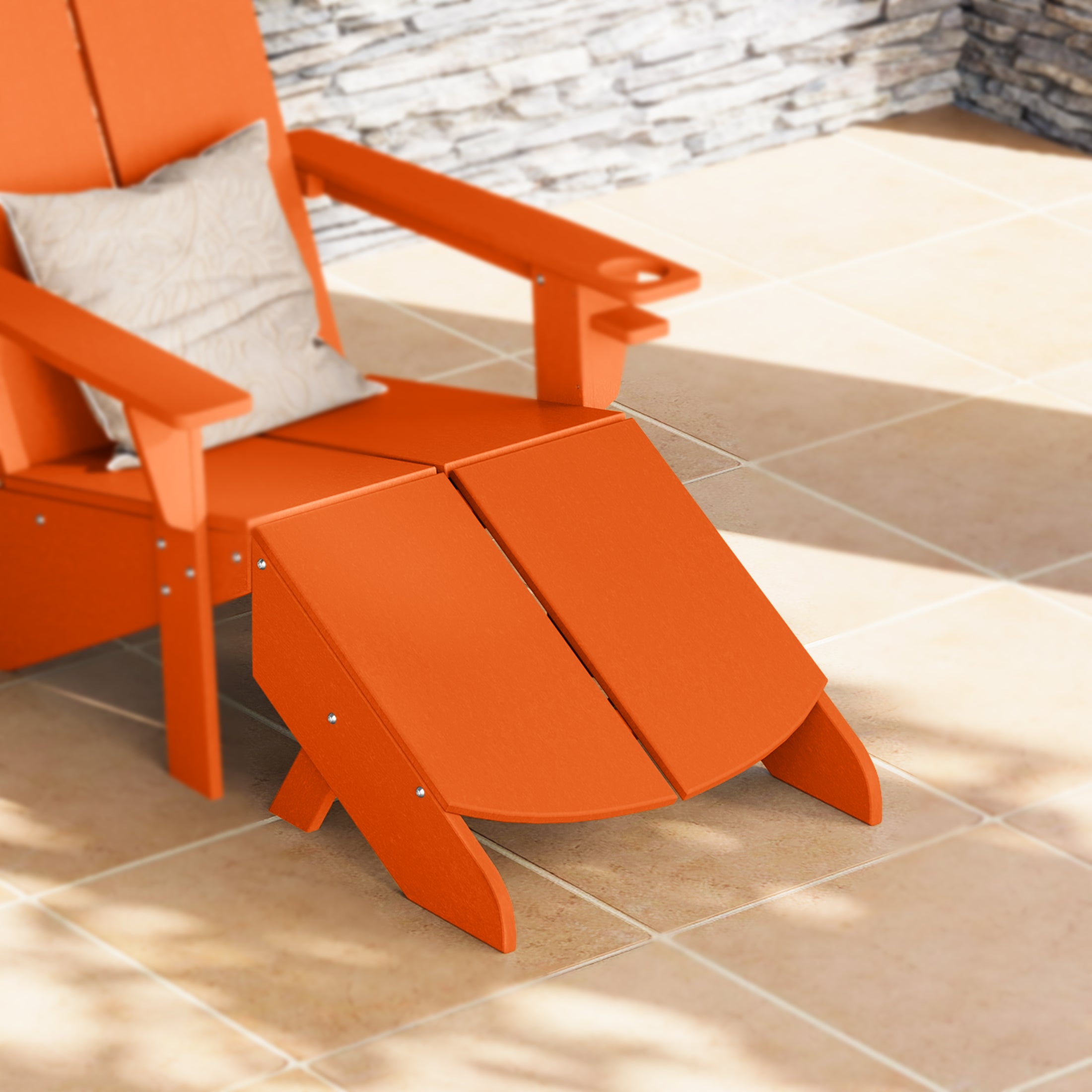 Seaview Modern HDPE Plastic Folding Patio Adirondack Ottoman