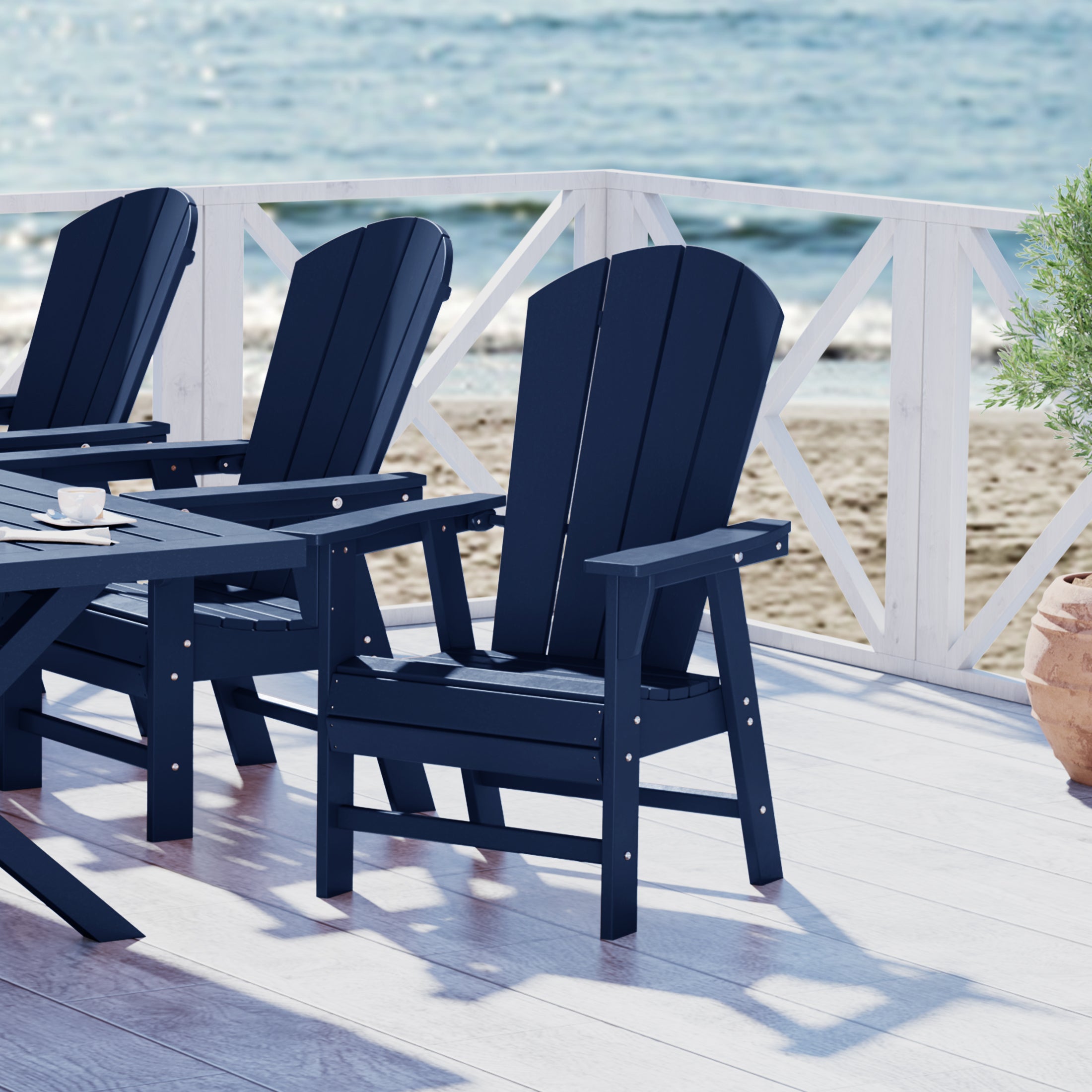 Paradise Malibu Outdoor Patio HDPE Plastic Adirondack Dining Chair