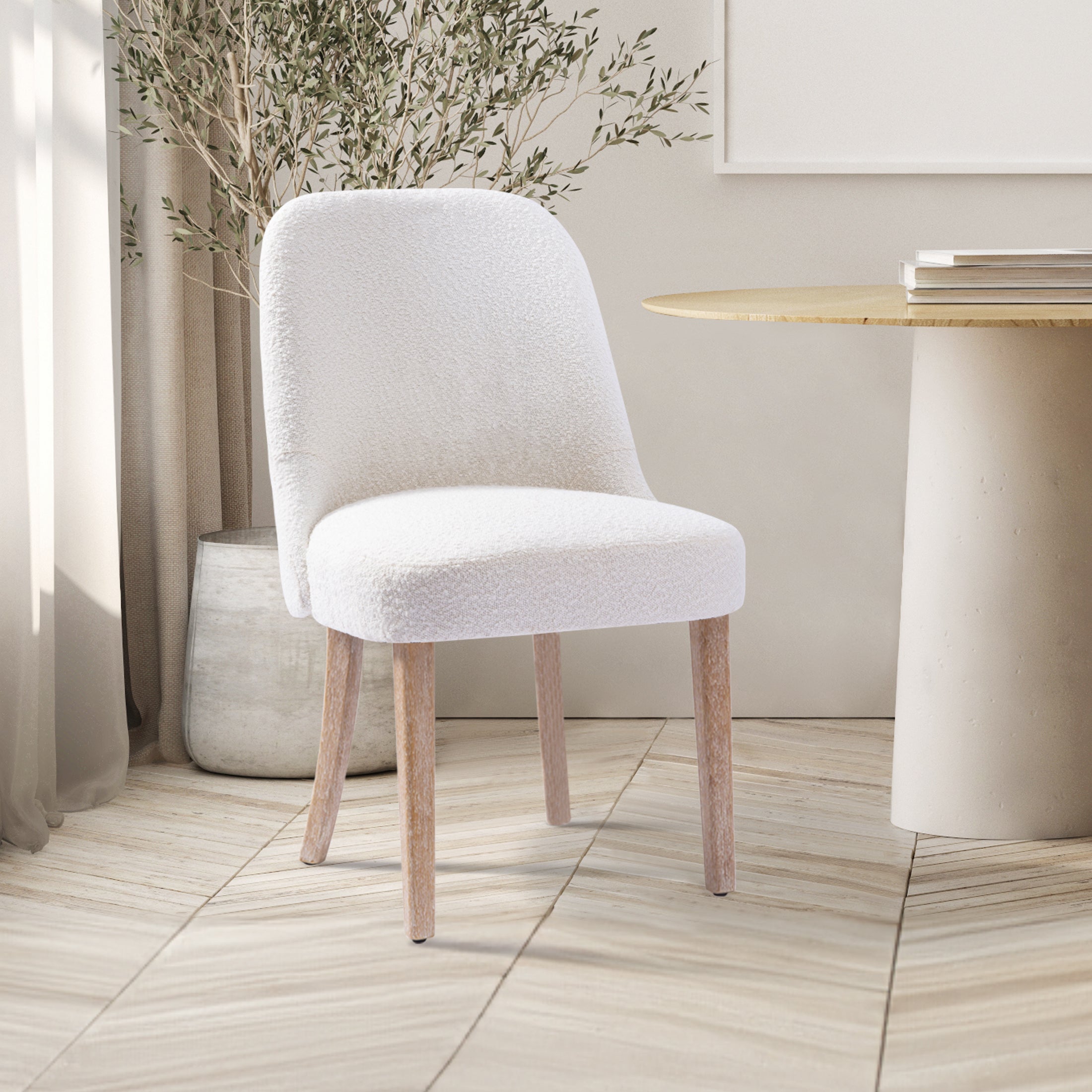 Amélie Mid-Century Modern Upholstered Boucle Dining Chair