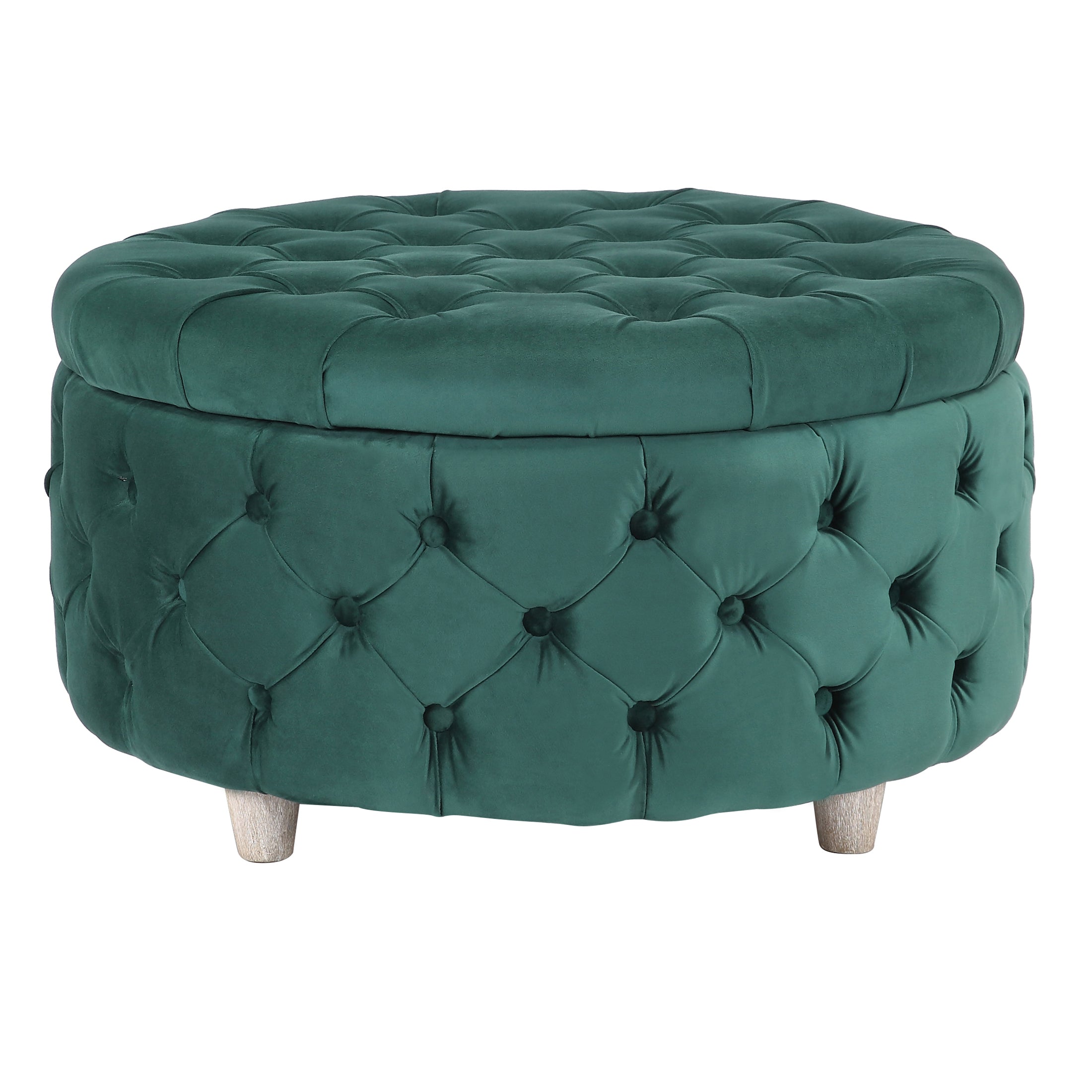 Hank Round Velvet Tufted Storage Ottoman