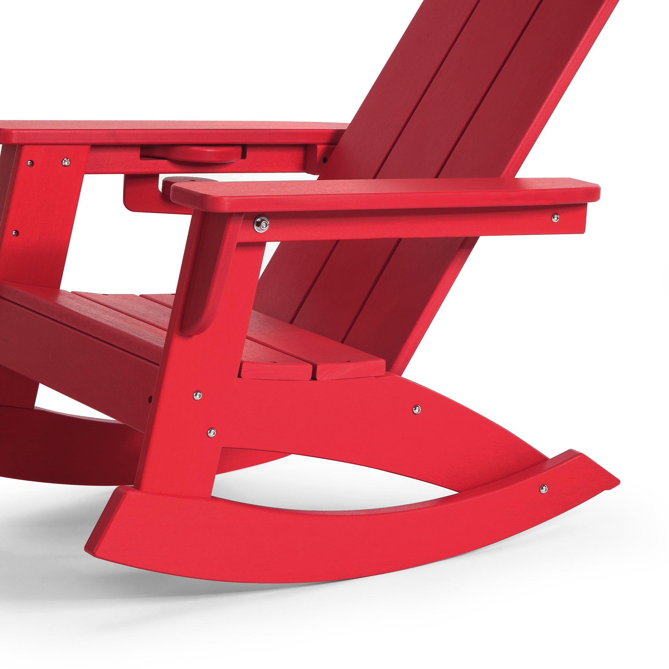 Palms 3-Piece Kids Modern Rocking Chair With Cup Holder and Square Side Table Set