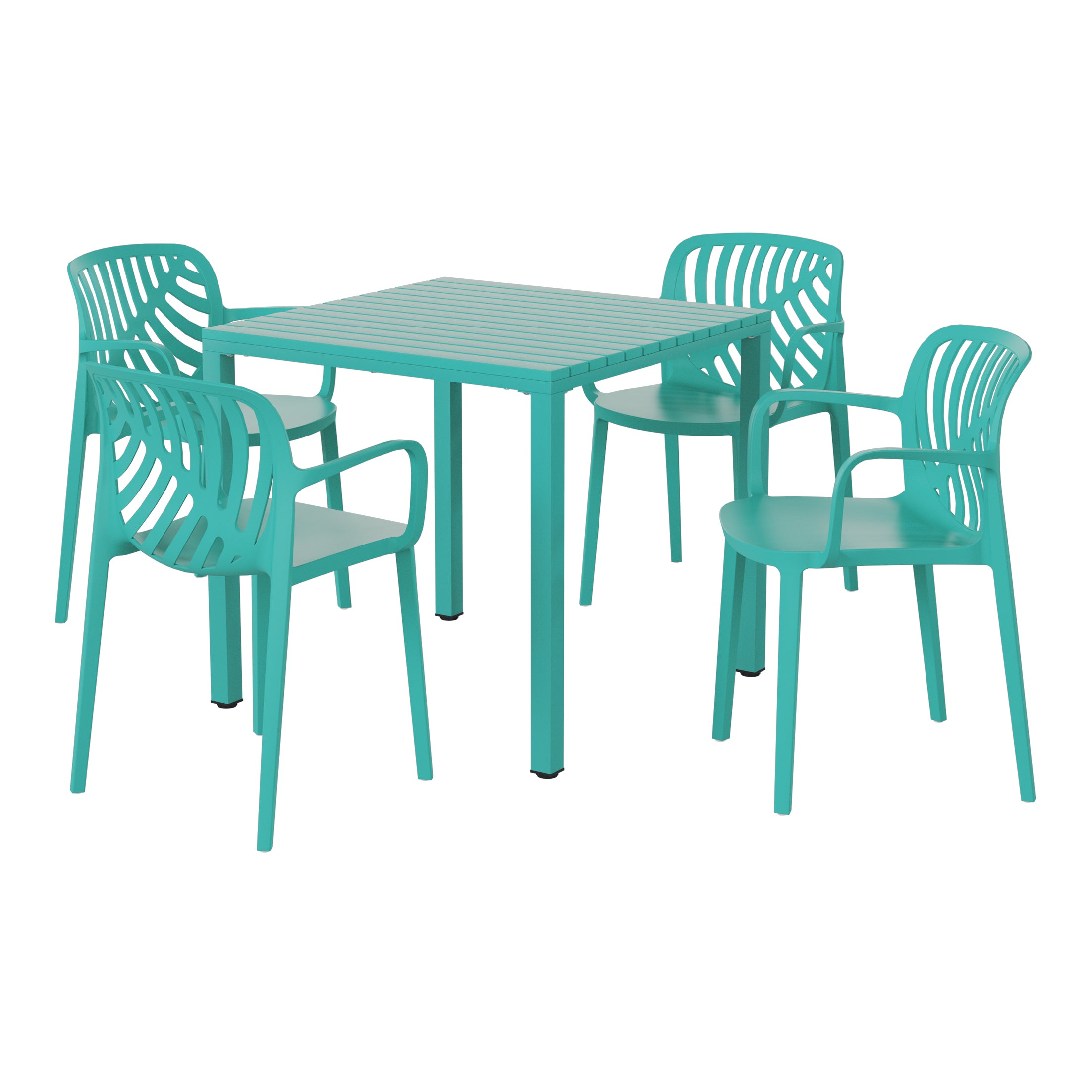 Sunshine 5-Piece Outdoor Square Dining Table Patio Set with Stackable Patio Dining Chairs