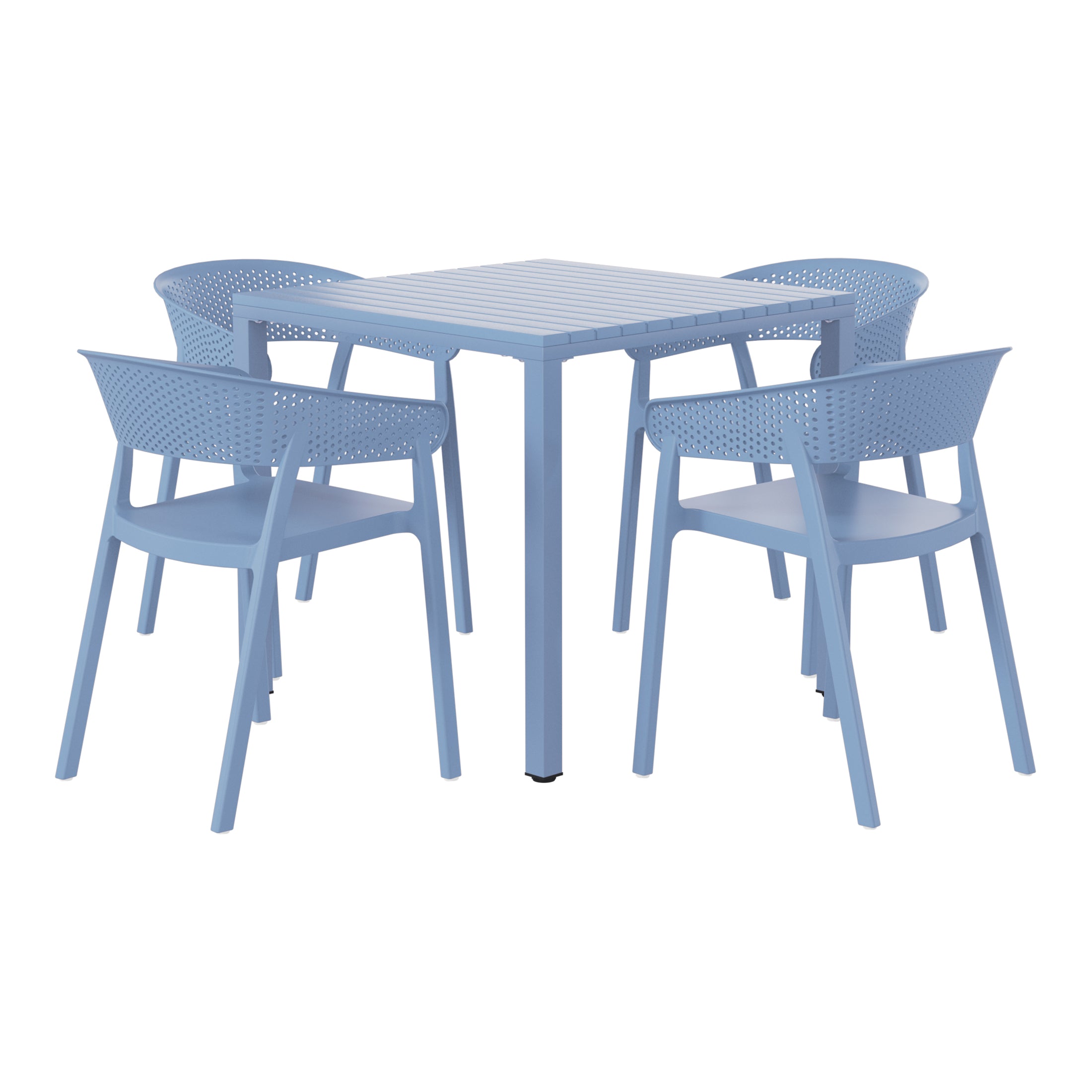 Sunshine 5-Piece Outdoor Metal Frame Square Dining Table Patio Set with Stackable Patio Dining Chairs