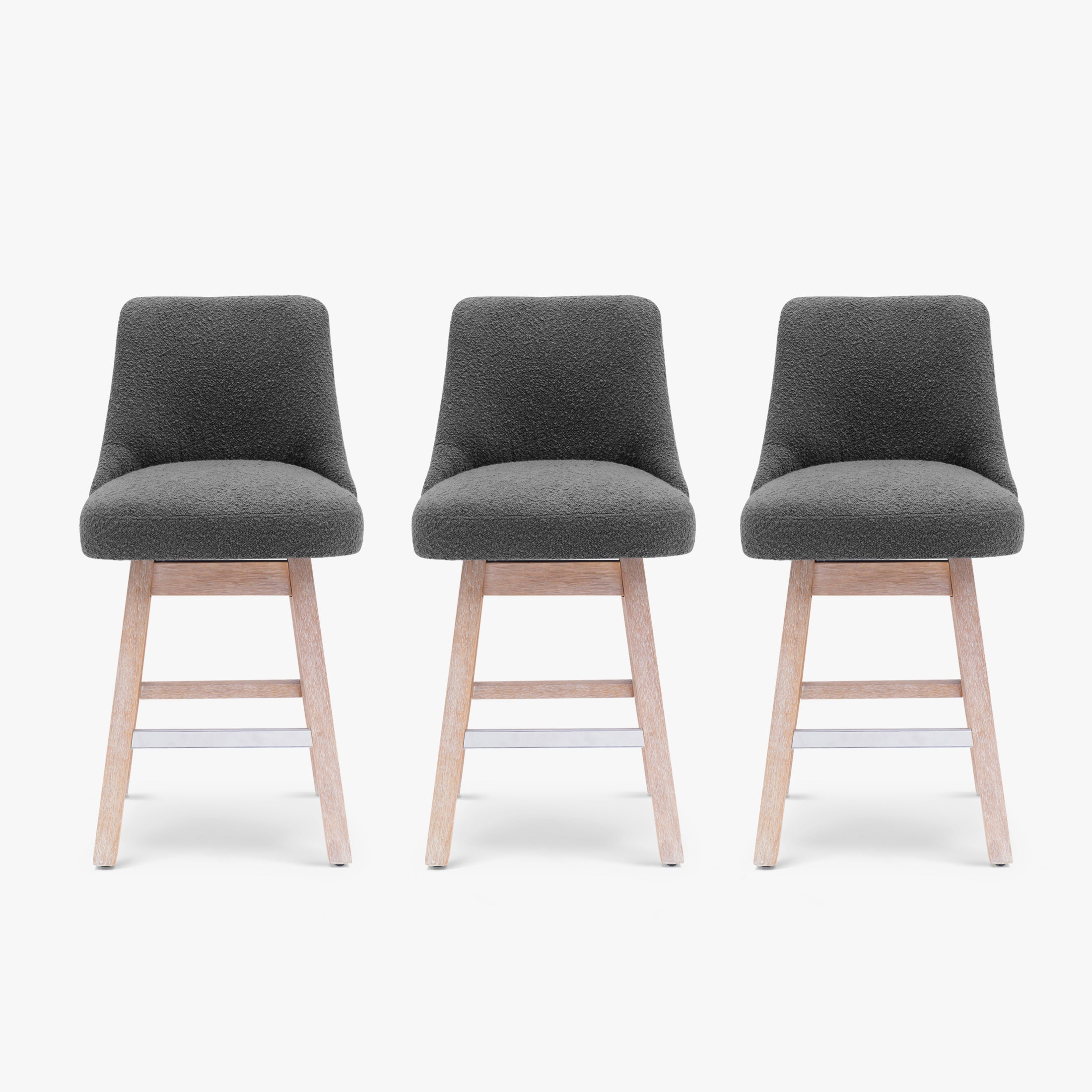 Amélie 26" Upholstered Swivel Counter Height Bar Stools (Set of 3)
