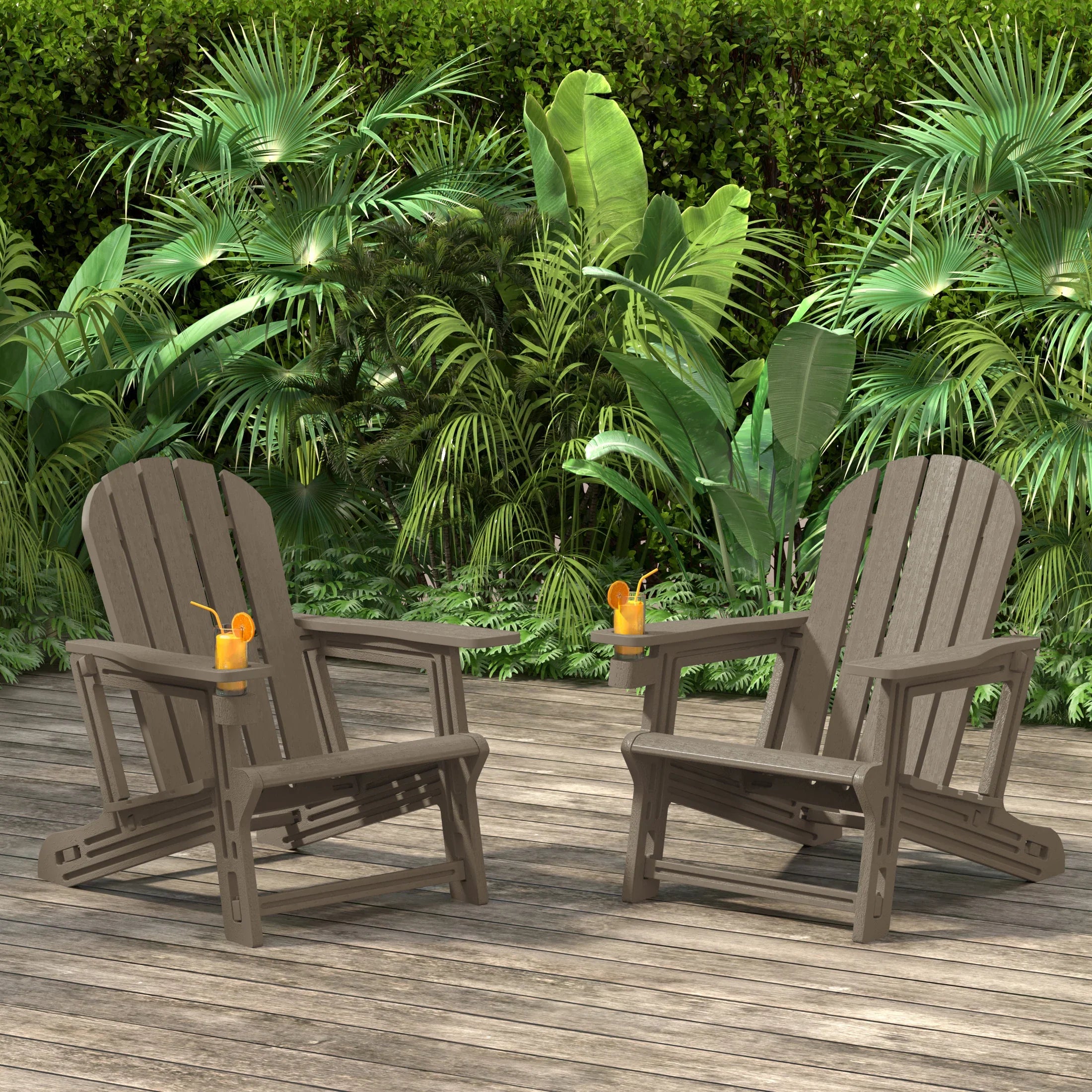 Cayman Tool-Free Assembly Outdoor Patio HDPE Plastic Adirondack Chair
