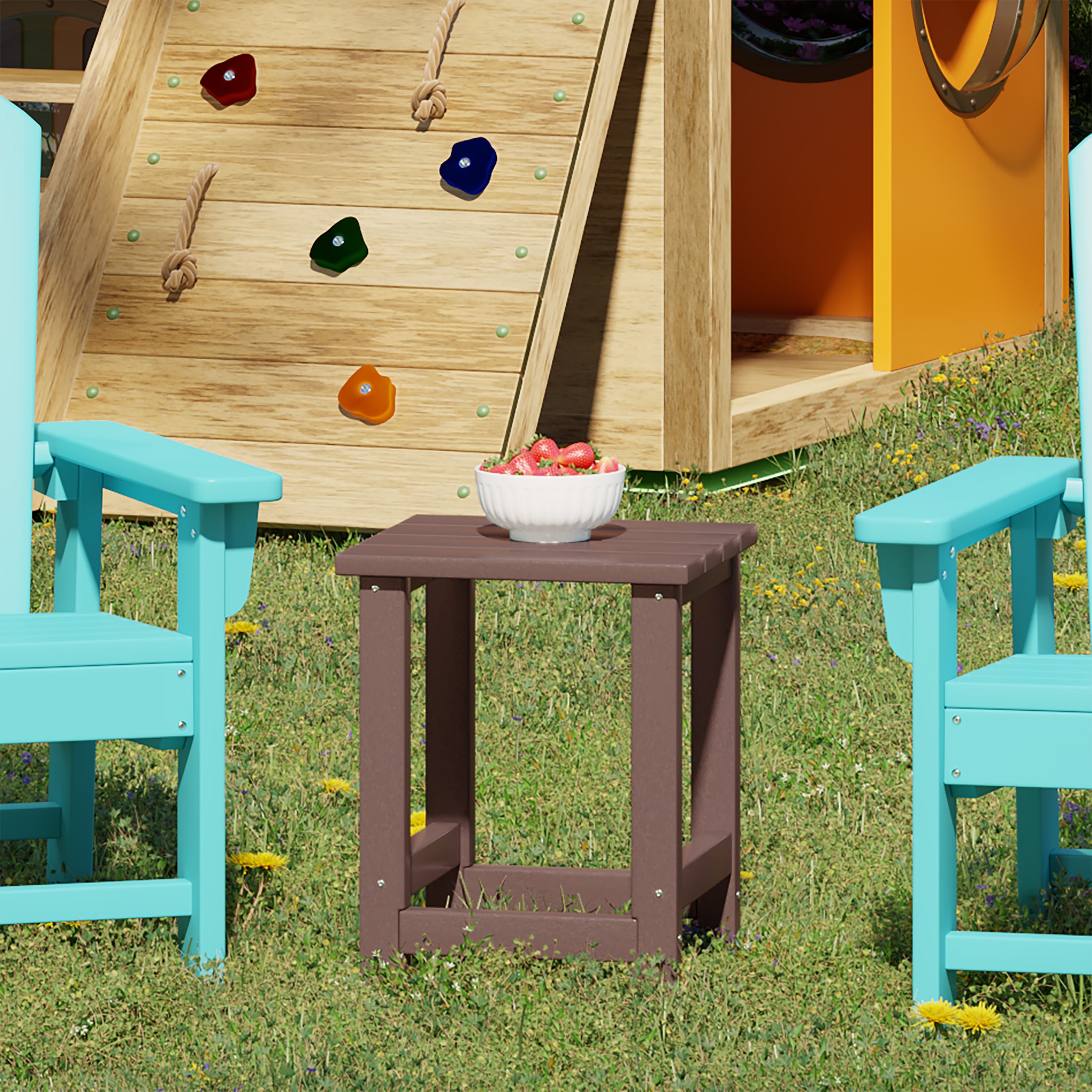 Paradise Kids Outdoor Patio Furniture HDPE Adirondack Square Side Table