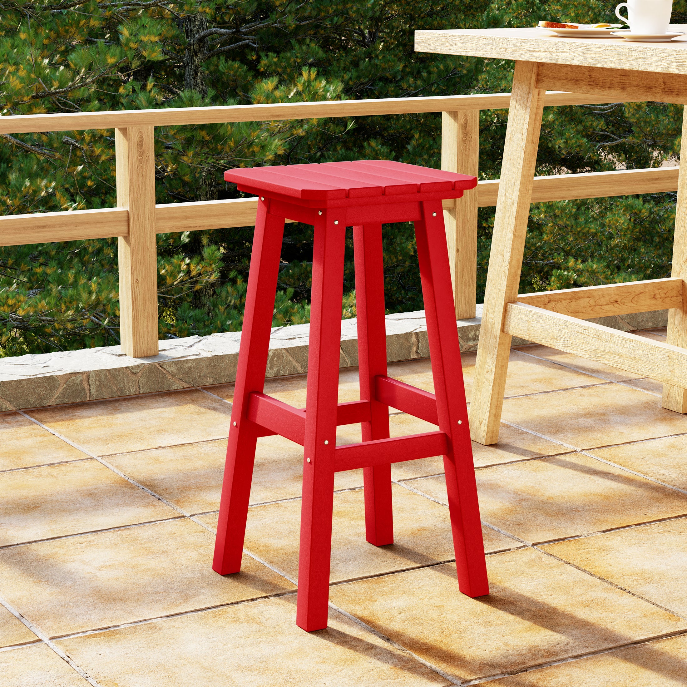 Paradise 29" HDPE Outdoor Patio Square Backless Bar Stool
