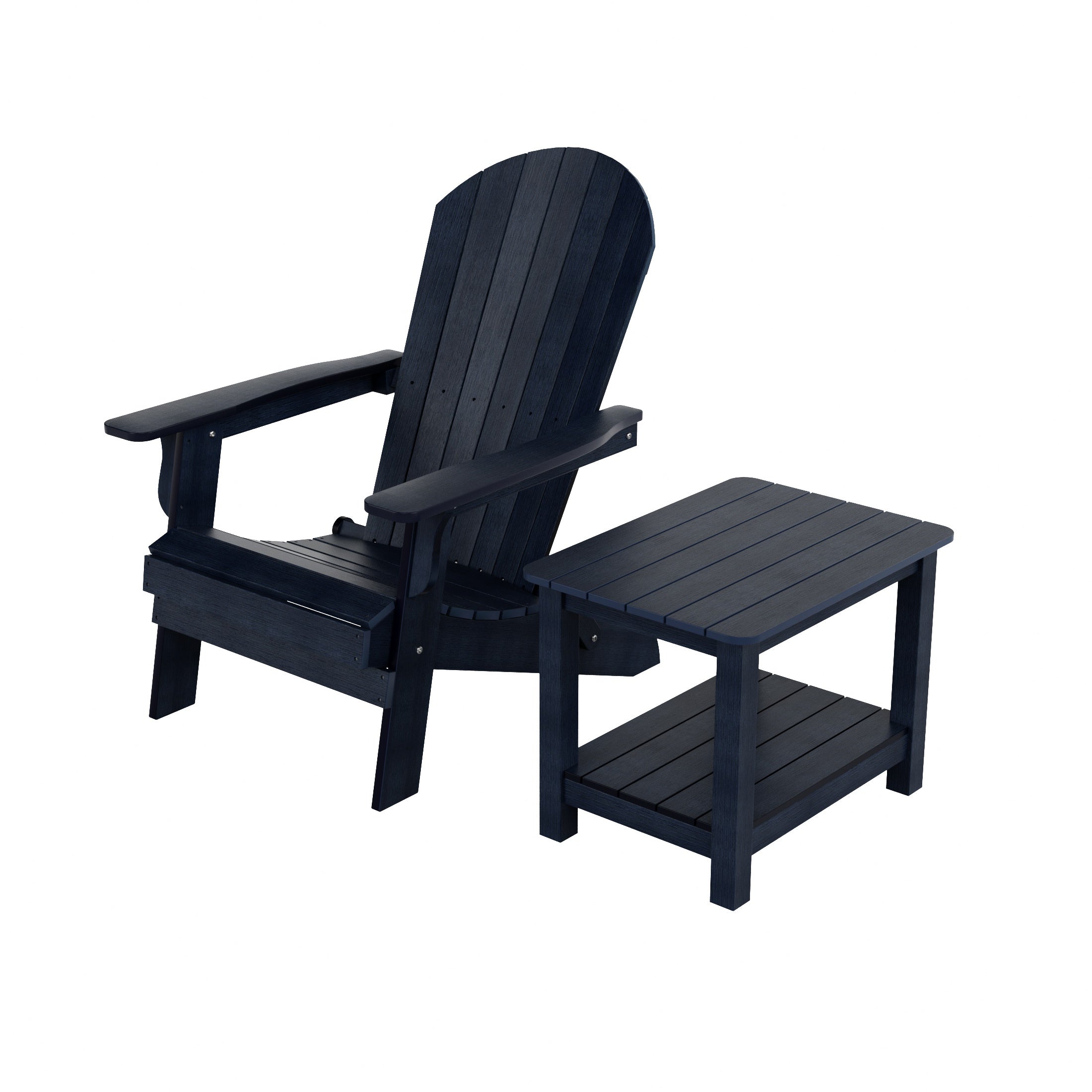 Florence HIPS Outdoor Folding Adirondack Seashell Chair With Side Table