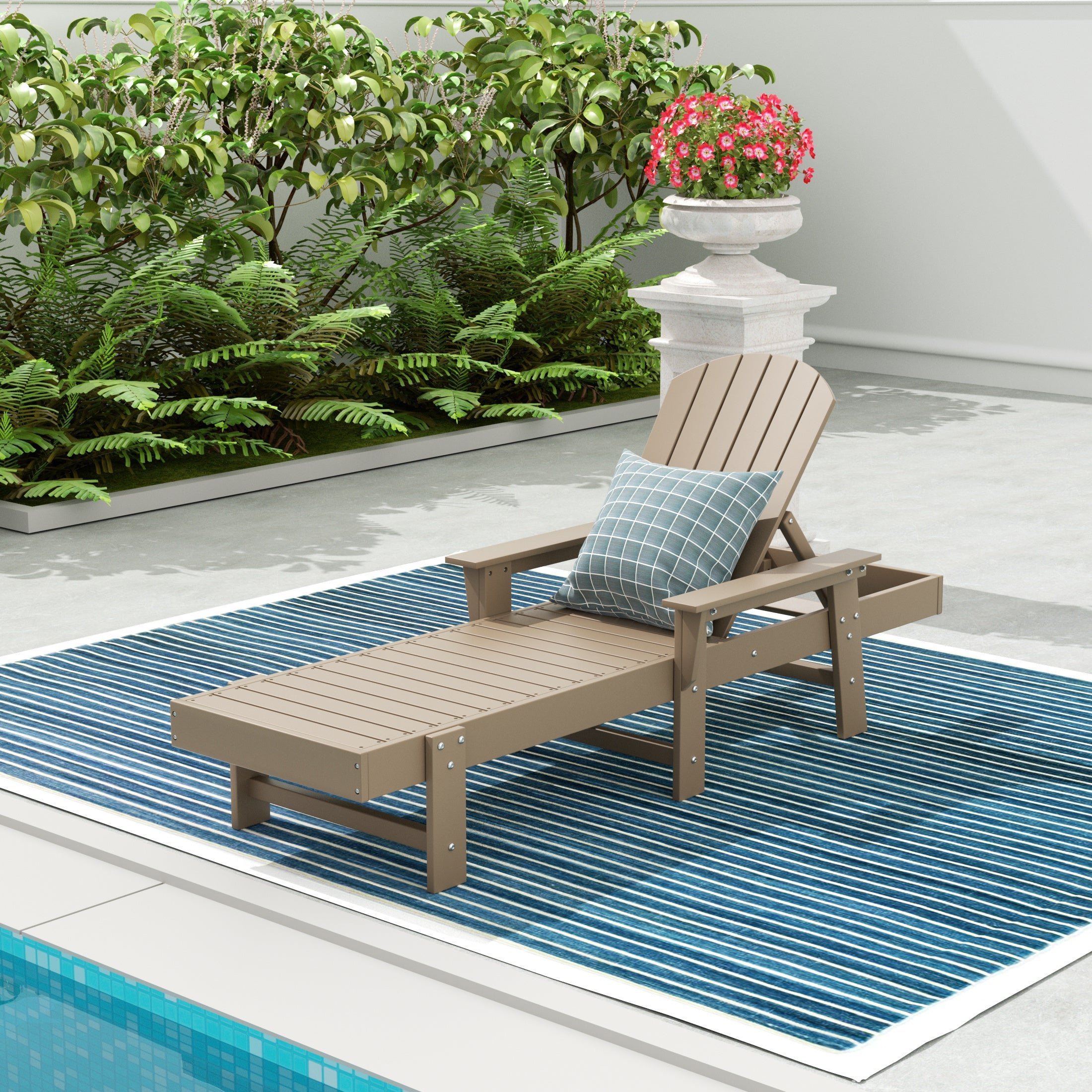 Portside Adirondack Poly Reclining Chaise Lounge With Arms