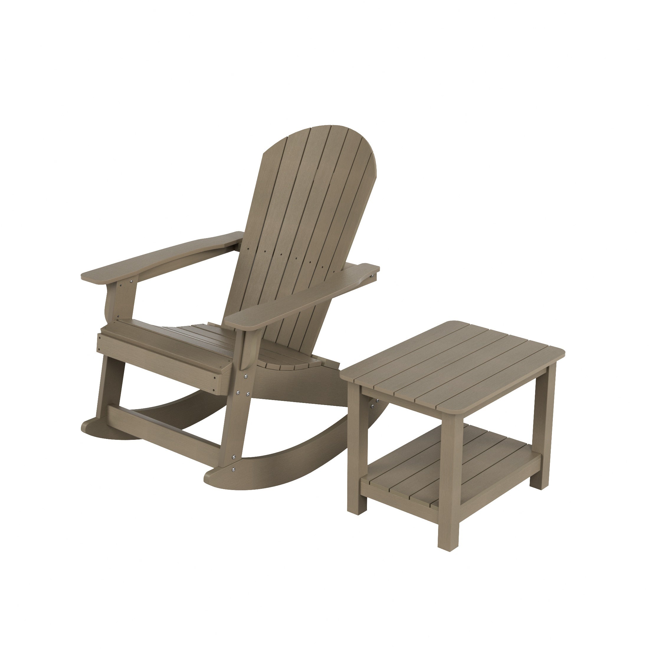 Florence 2-Piece HIPS Outdoor Rocking Adirondack Chair With Side Table