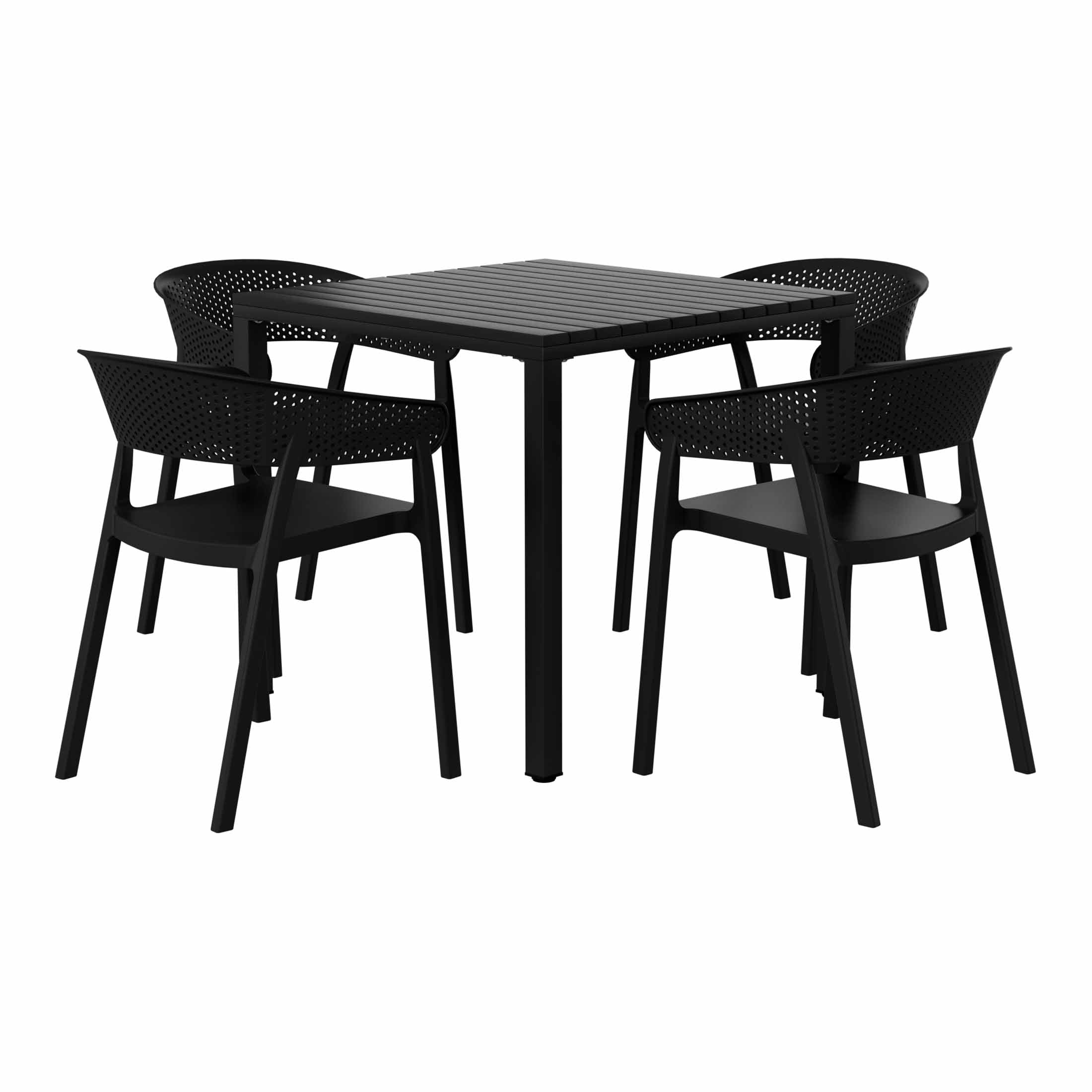 Sunshine 5-Piece Outdoor Metal Frame Square Dining Table Patio Set with Stackable Patio Dining Chairs
