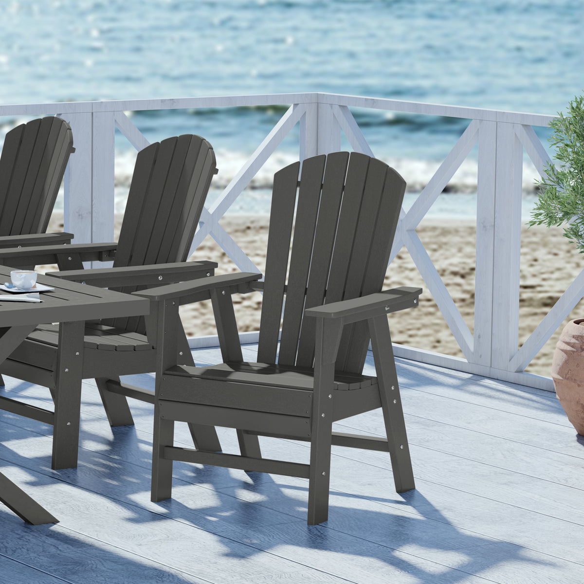 Portside Outdoor Patio Shell-back Adirondack Dining Chair Weather Resistant