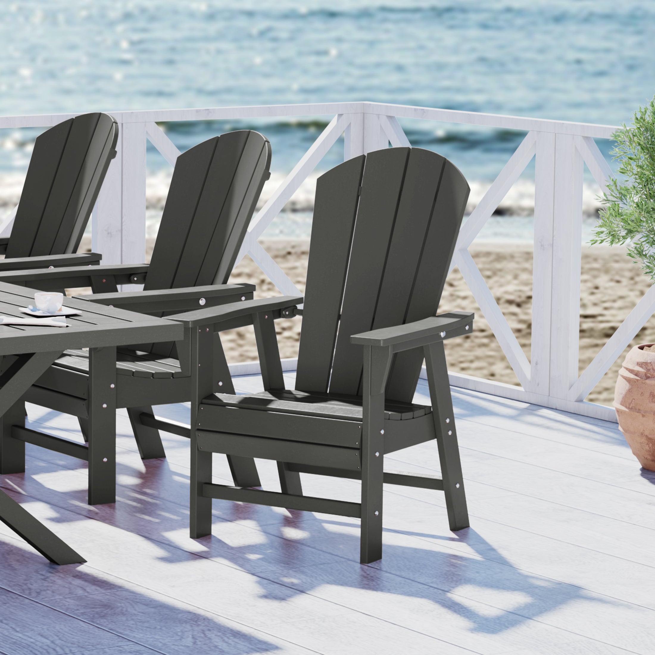 Paradise Malibu Outdoor Patio HDPE Plastic Adirondack Dining Chair