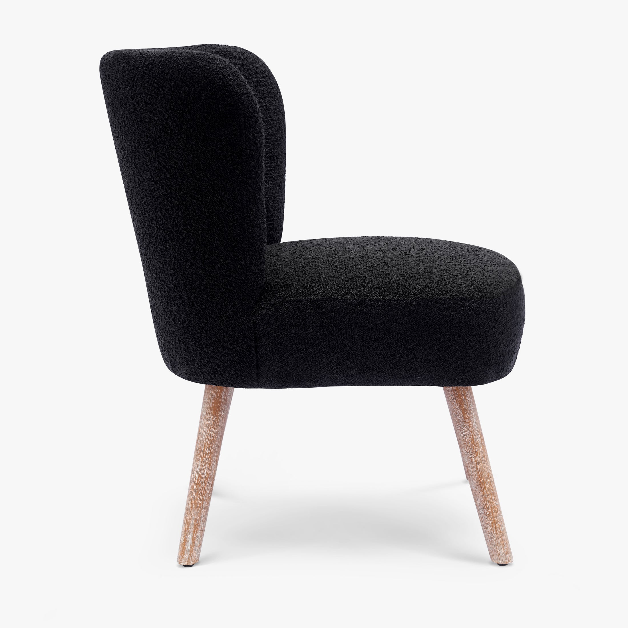 Amélie Mid-Century Boucle Accent Chair with Ottoman Foot Stool Set