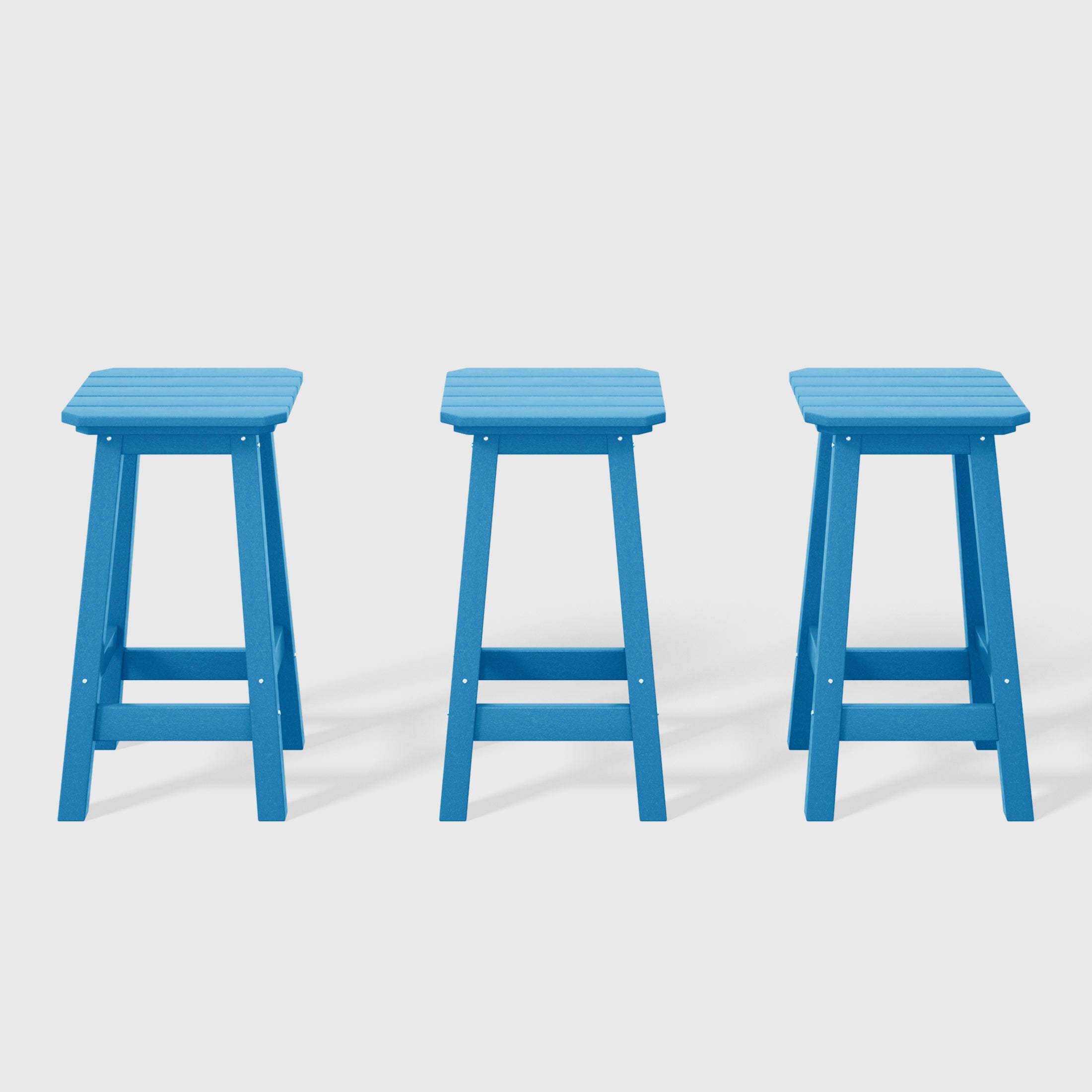 Paradise 24" HDPE Outdoor Patio Counter High Backless Square Bar Stools Set of Three