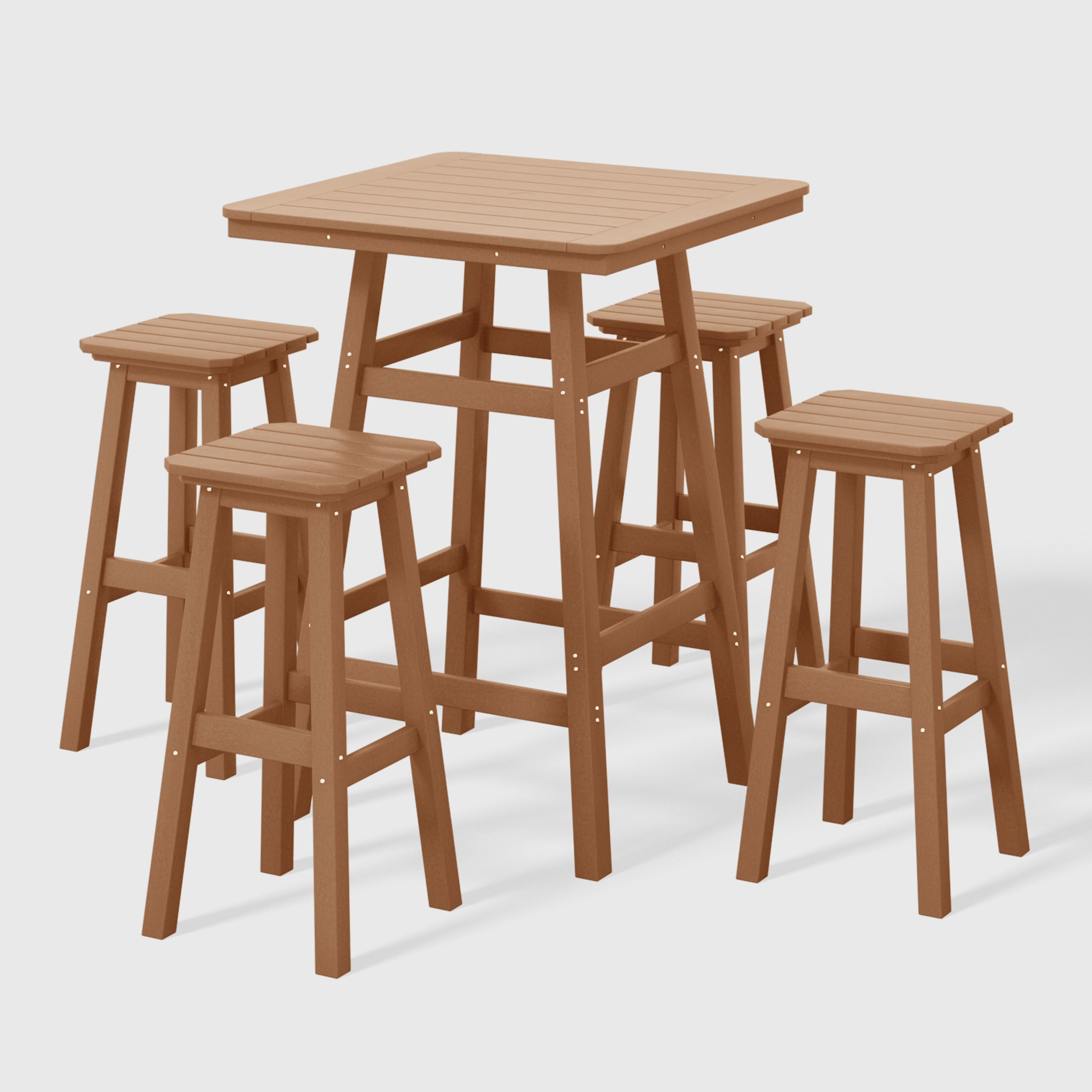 Paradise 5-Piece HDPE Outdoor Patio Dining Bar Bistro Table Set with Bar Stools