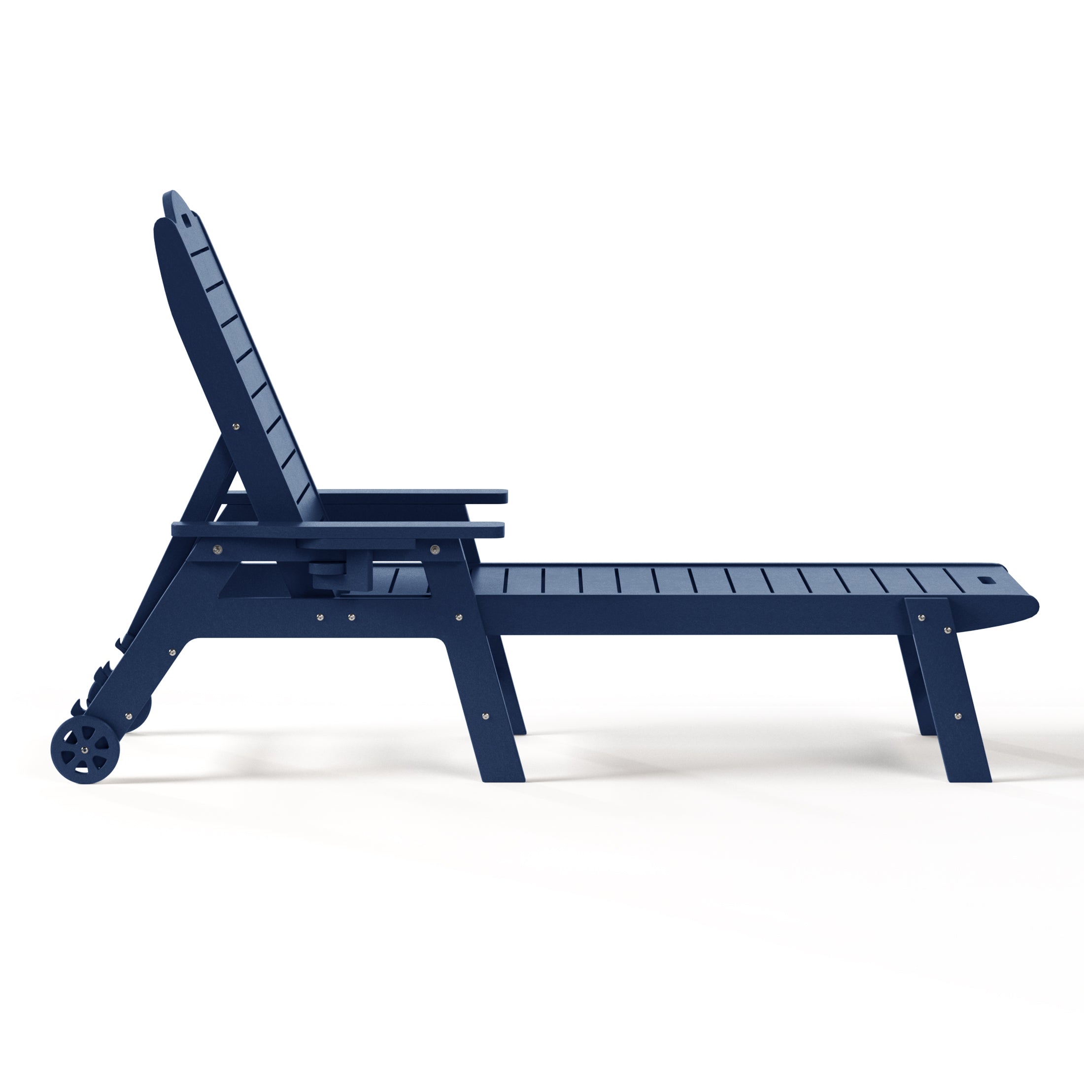 Lago Outdoor HDPE Patio Chaise Lounge With Wheels & Cup Holder