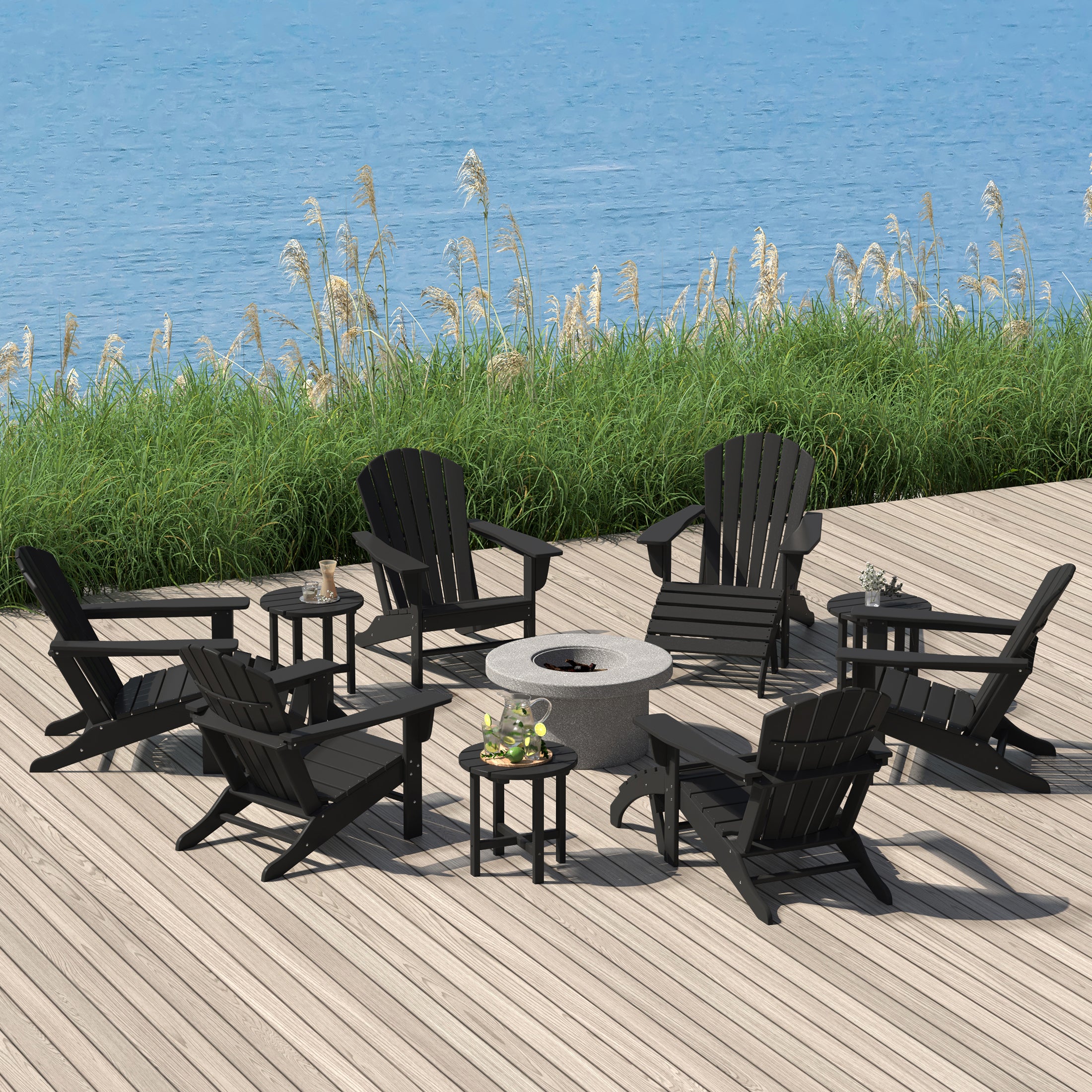Portside 12 Piece Outdoor Adirondack Chair With Ottoman And Side Table