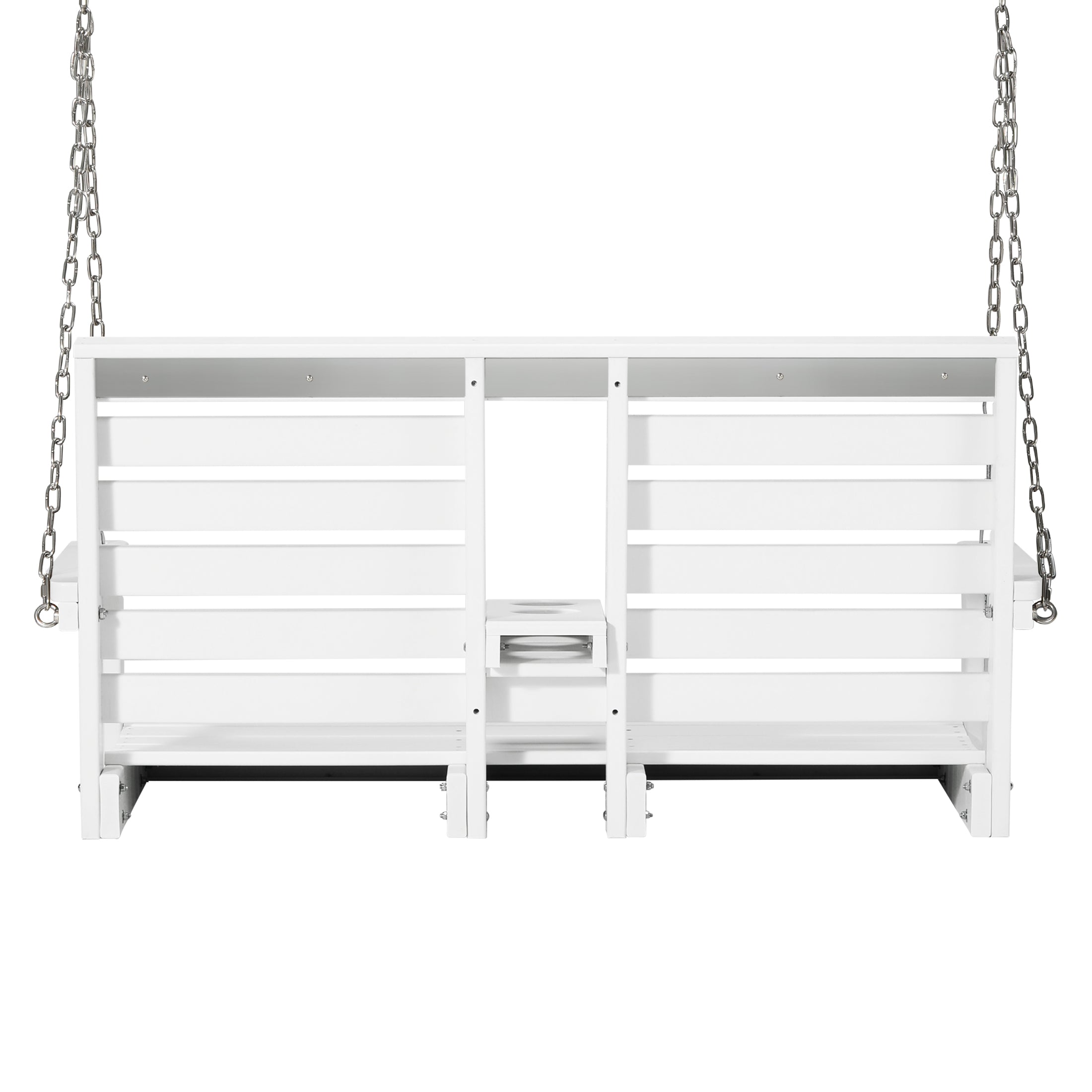 Charleston Outdoor HDPE 54" Front Hanging Porch Swing Bench With Cupholders