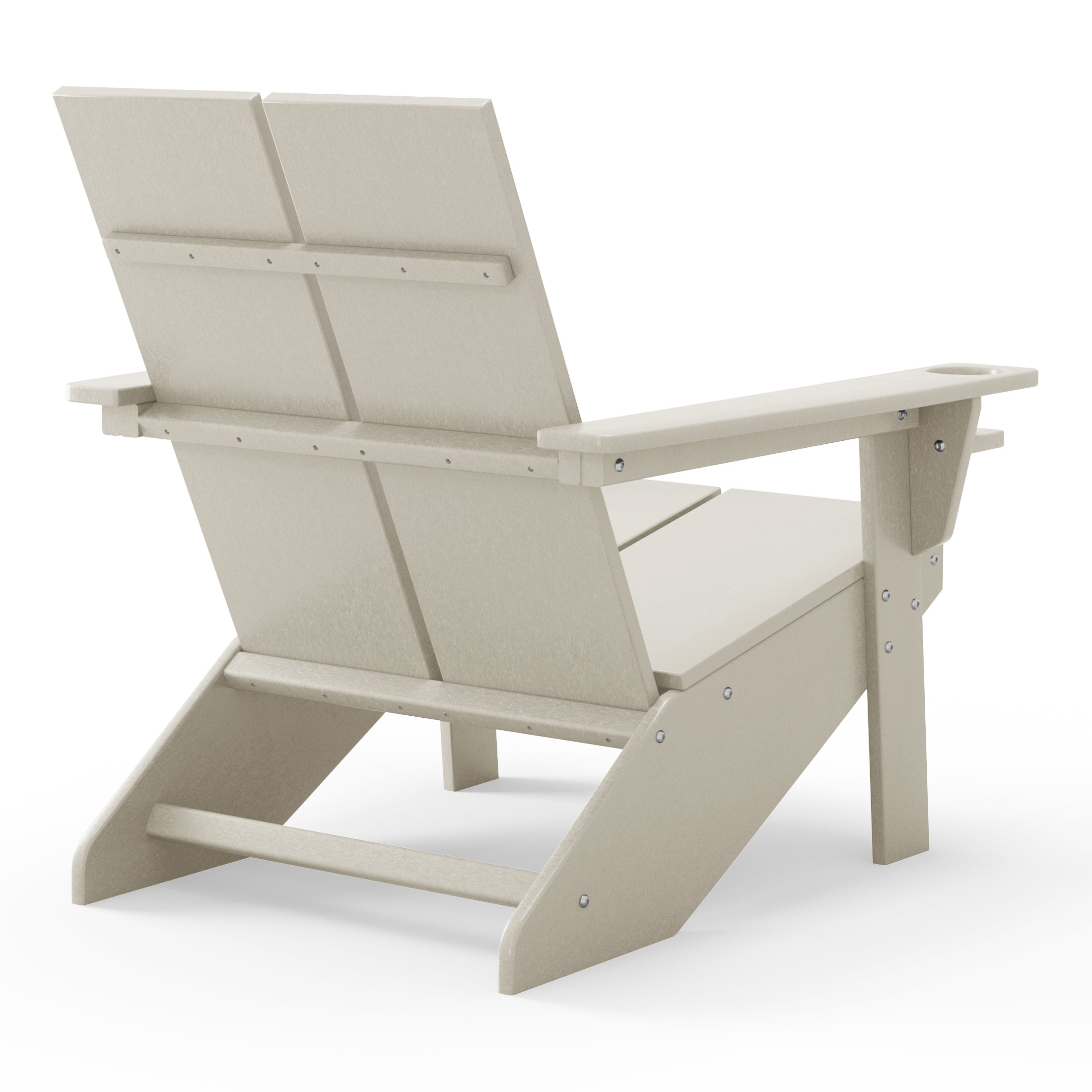 Seaview Outdoor 4-Piece HDPE Modern Adirondack Chairs Set with Folding Patio Ottomans and Cup Holder