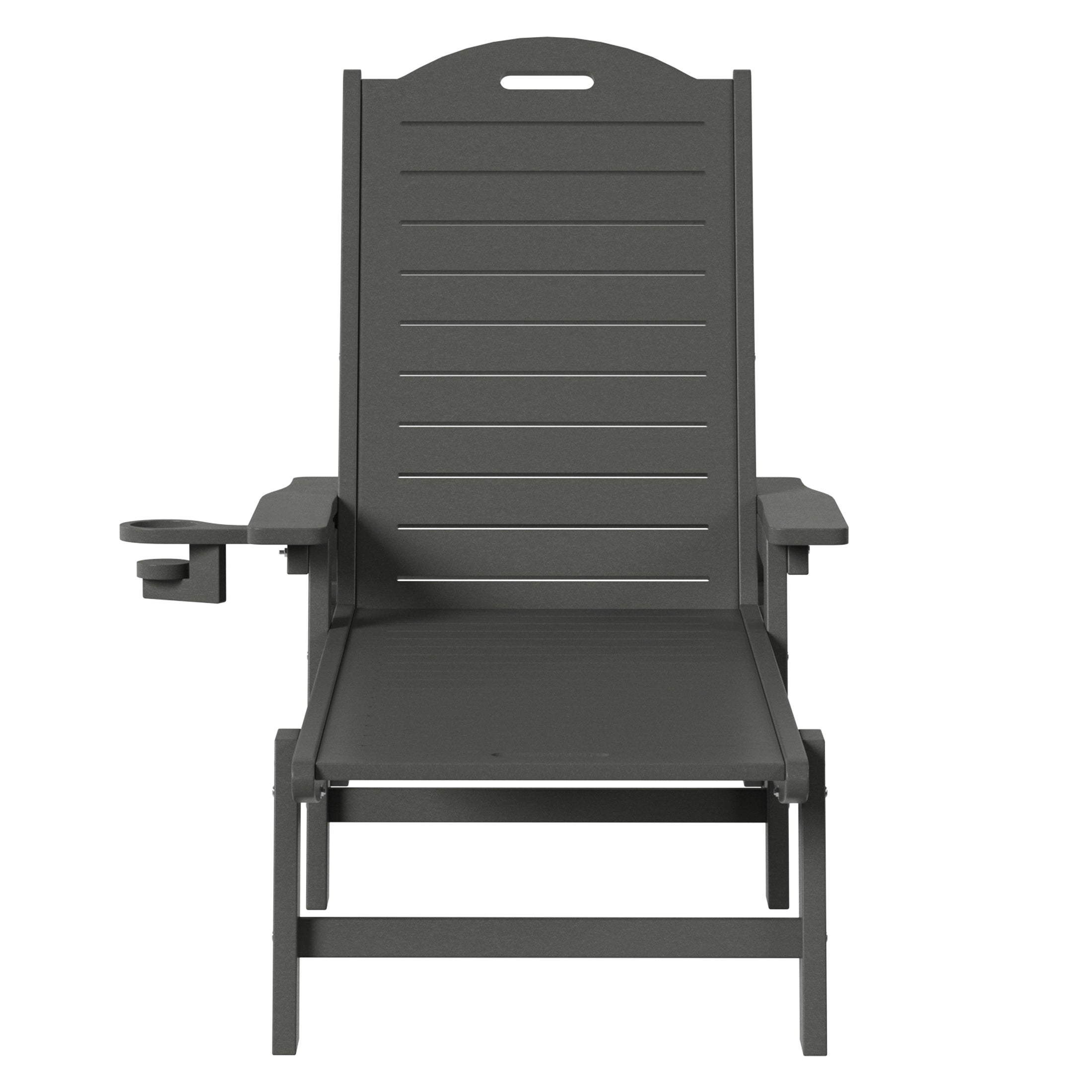 Lago Outdoor HDPE Patio Chaise Lounge With Wheels & Cup Holder