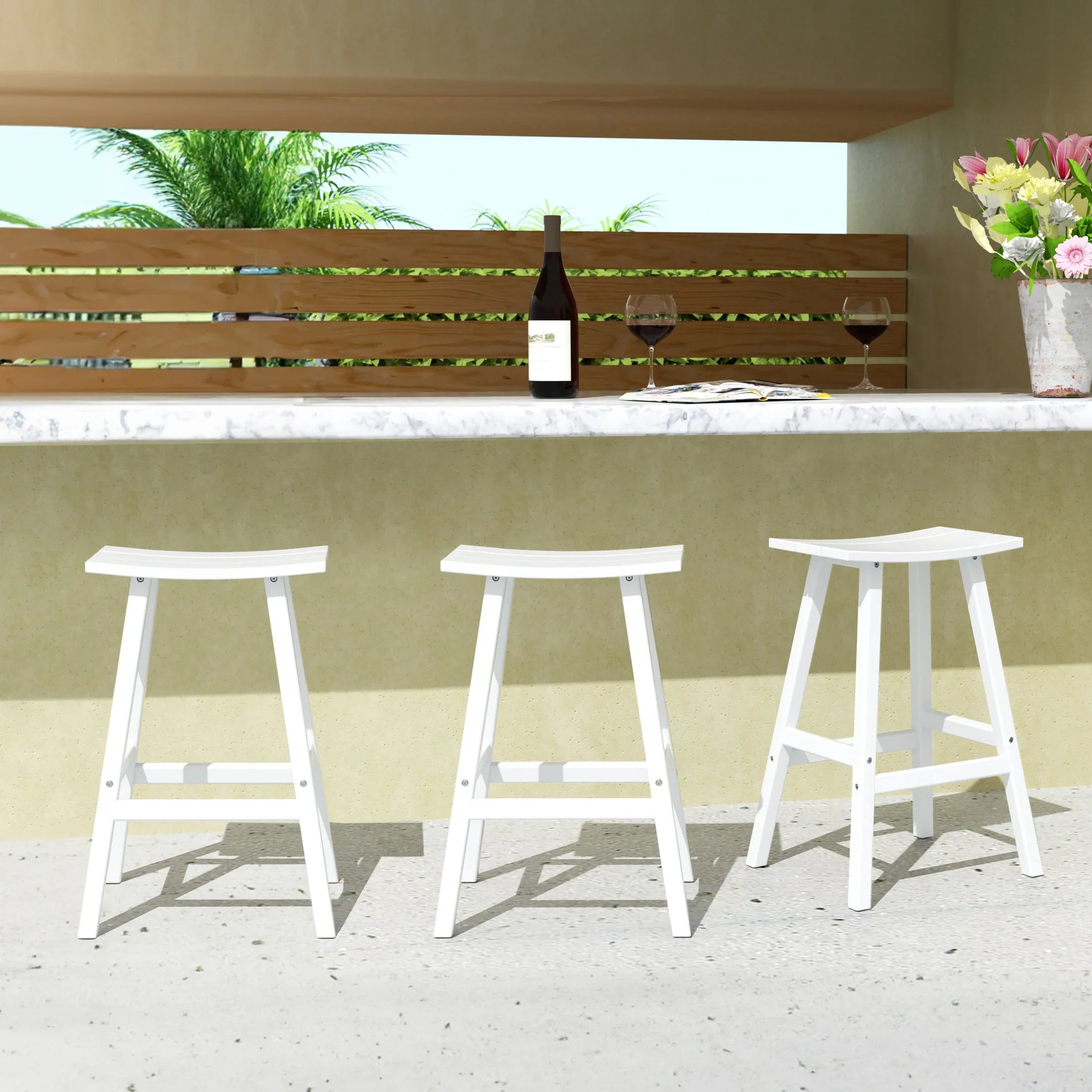 Paradise 29 Inch High Backless Seat Bar Stools (Set of 3)