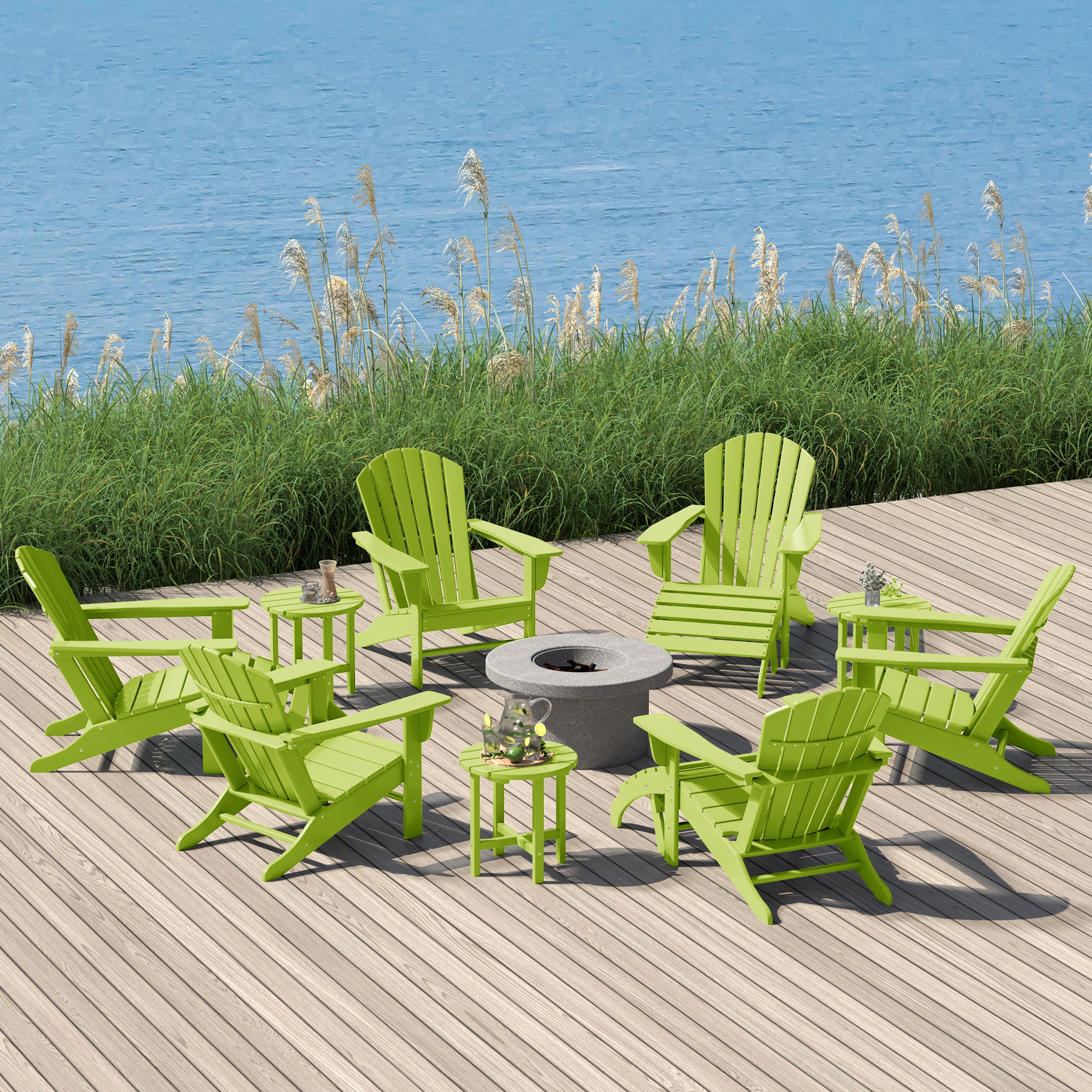 Portside 12 Piece Outdoor Adirondack Chair With Ottoman And Side Table