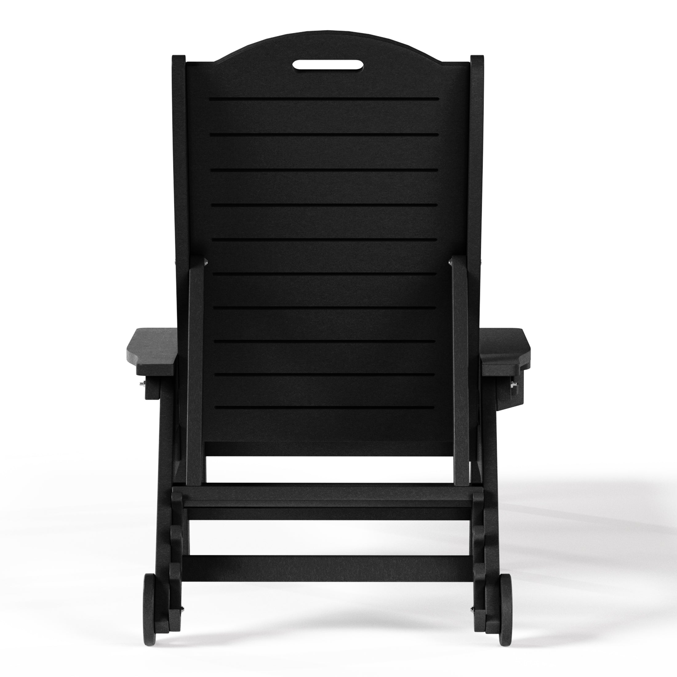 Lago Outdoor HDPE Patio Chaise Lounge With Wheels & Cup Holder