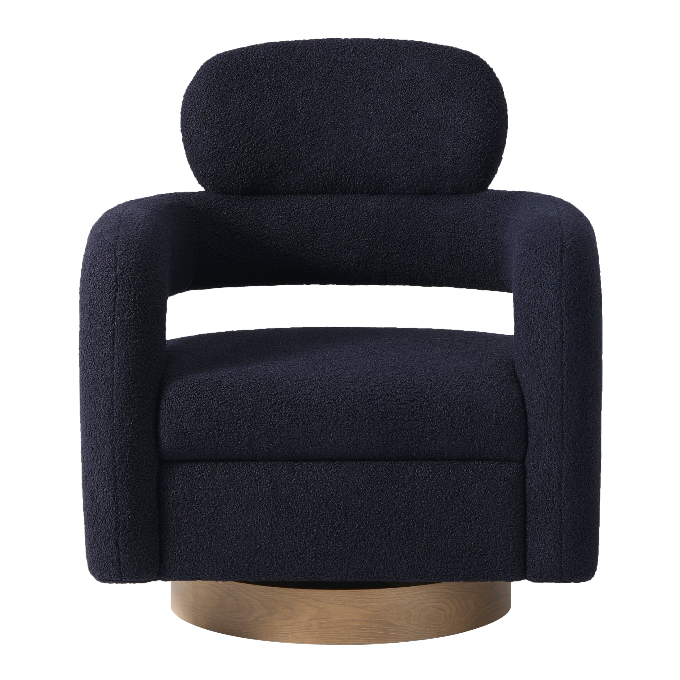 Celine Mid-Century Modern Sherpa Swivel Barrel Accent Chair With Storage Ottoman