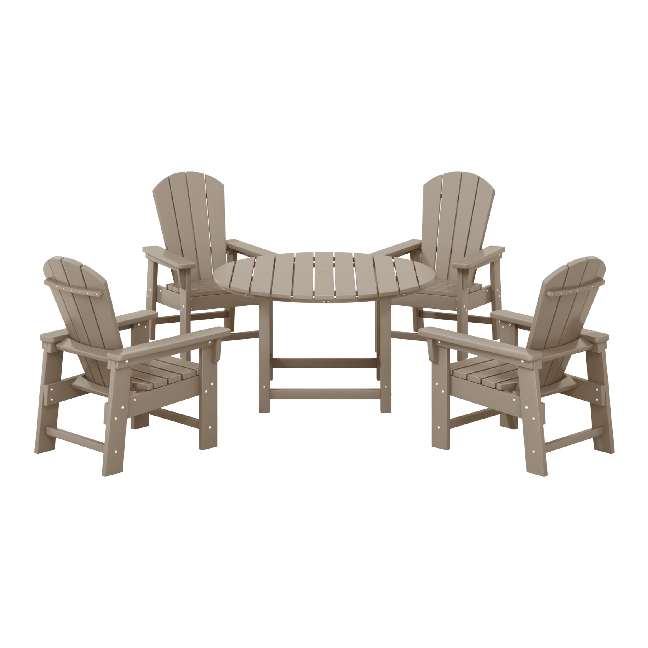 Paradise Kids 5-Piece HDPE Outdoor Patio Round Dining Table and Chairs Set