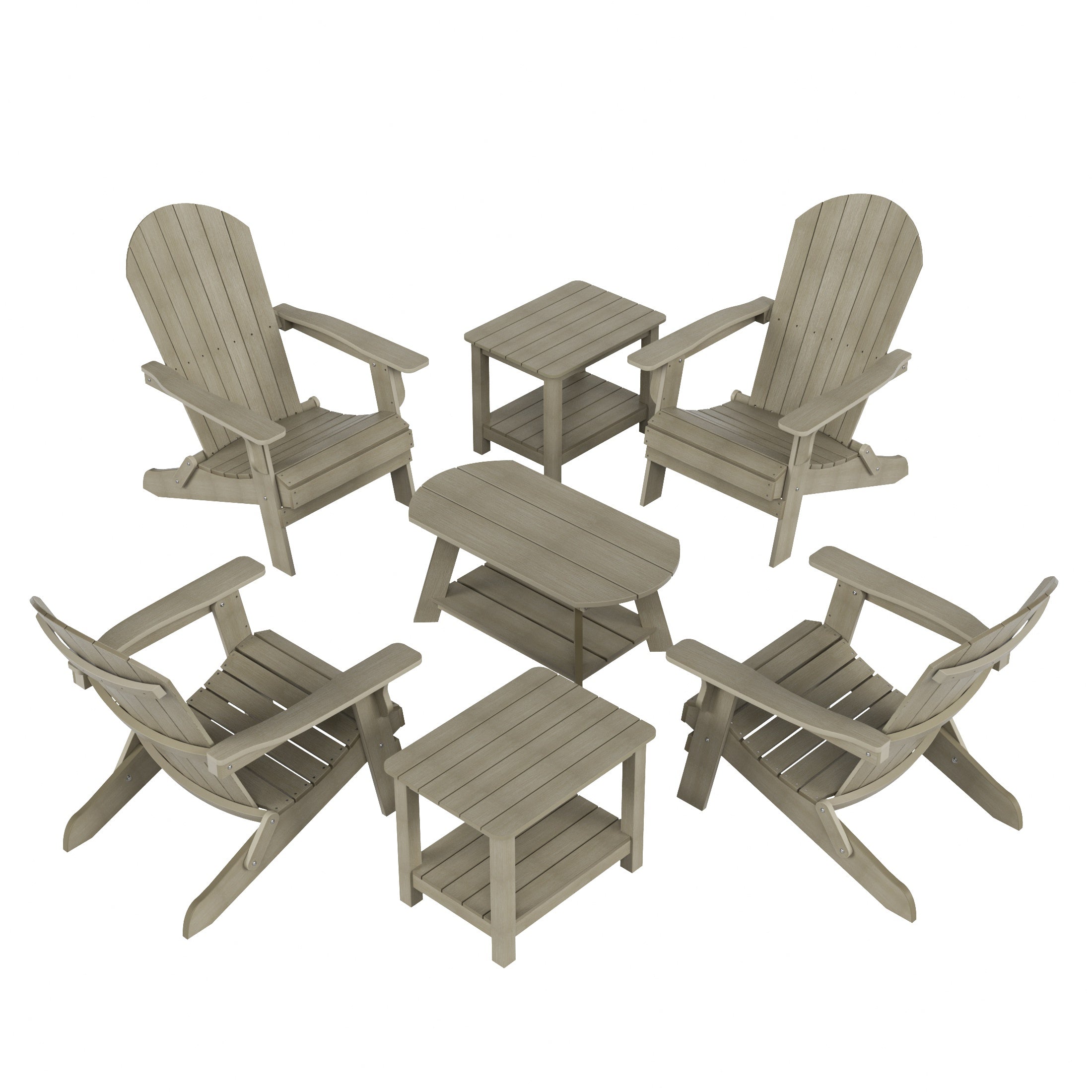 Florence 7-Piece HIPS Outdoor Poly Adirondack Seashell Conversation Lounge Set