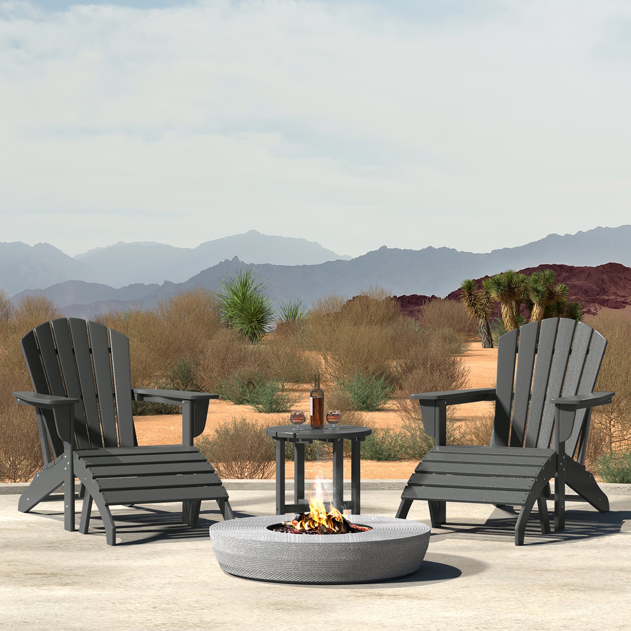 Portside Outdoor Adirondack Chair With Ottoman And Side Table 5-Piece Set