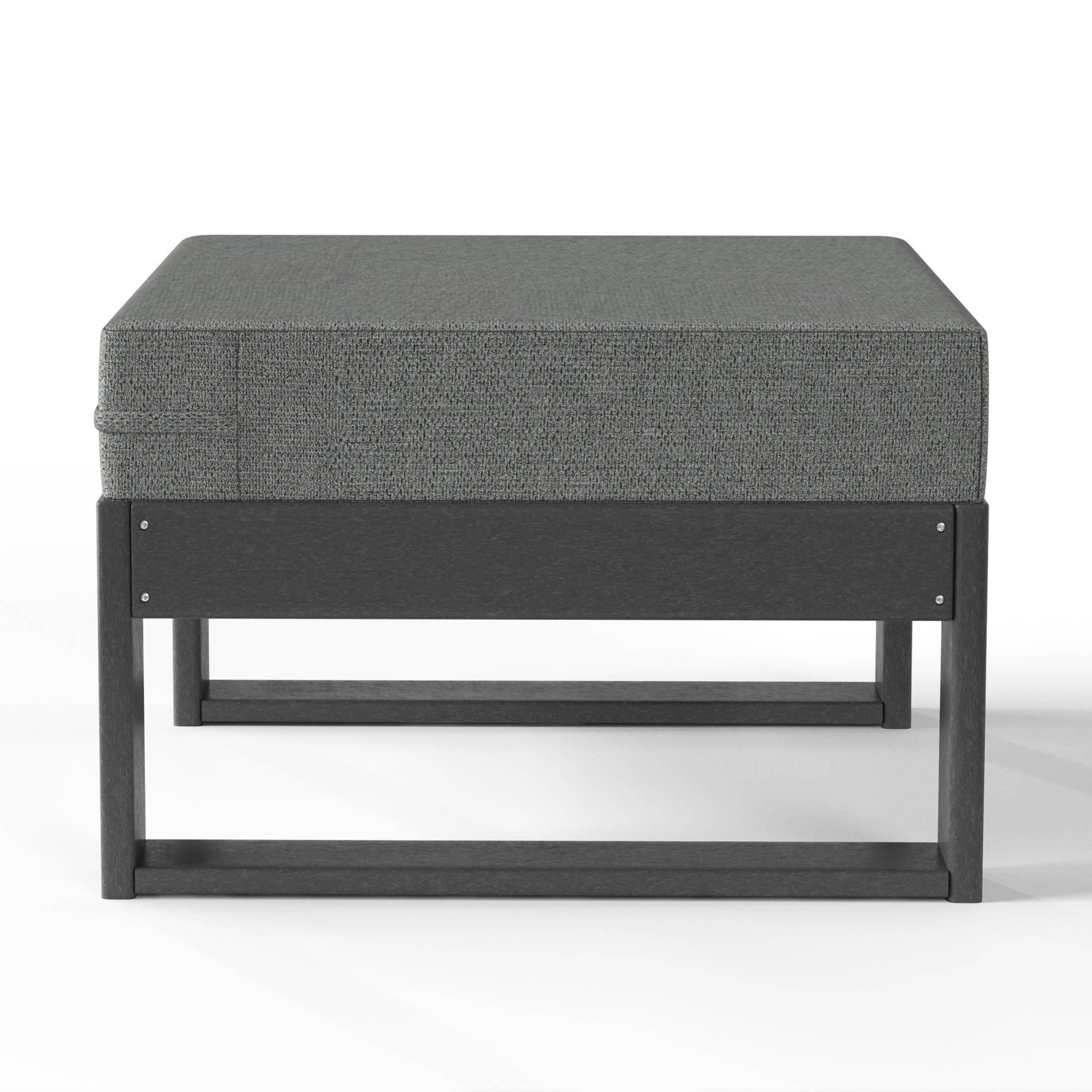 Rockaway Outdoor HDPE Patio Ottoman with Waterproof Olefin Cushions